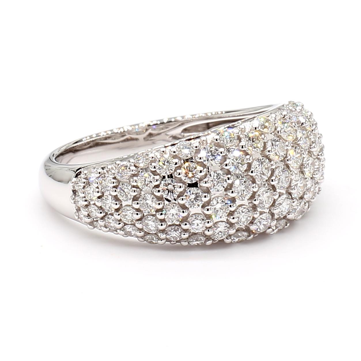 Natural White Round Diamond 1.13 Carat TW White Gold Cocktail Band