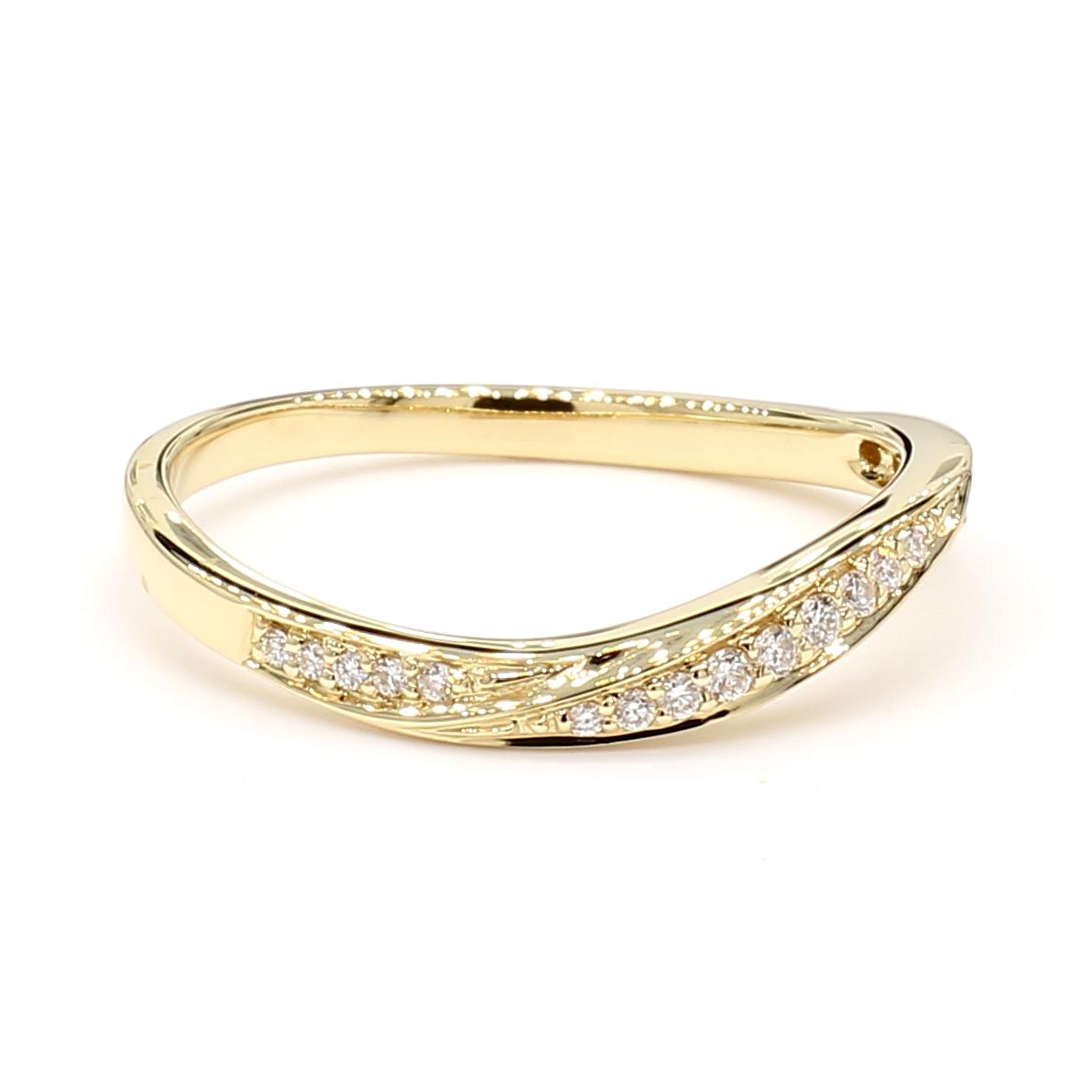 Natural White Round Diamond 0.56 Carat TW Yellow Gold Wedding Band