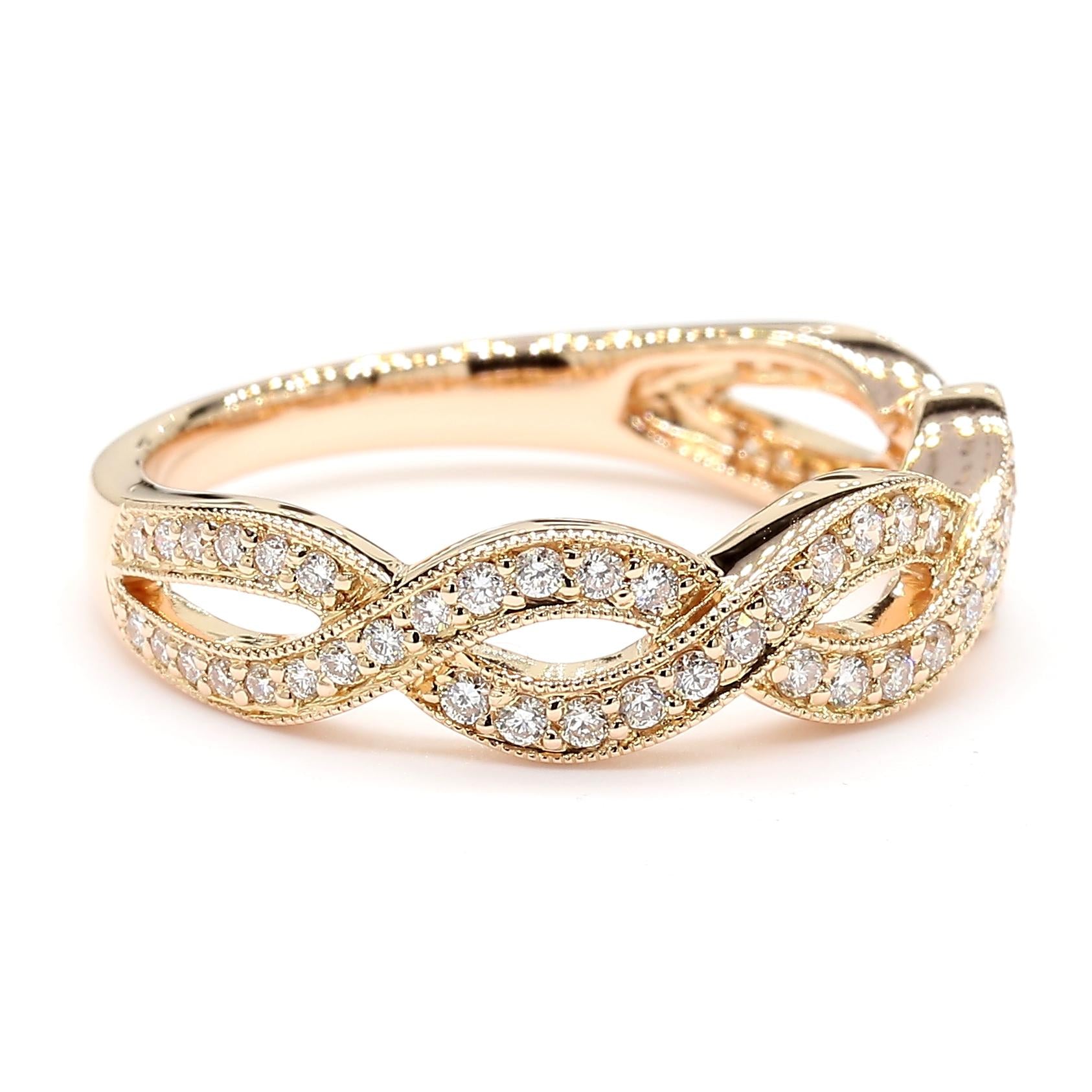 Natural White Round Diamond 0.32 Carat TW Rose Gold Cocktail Band