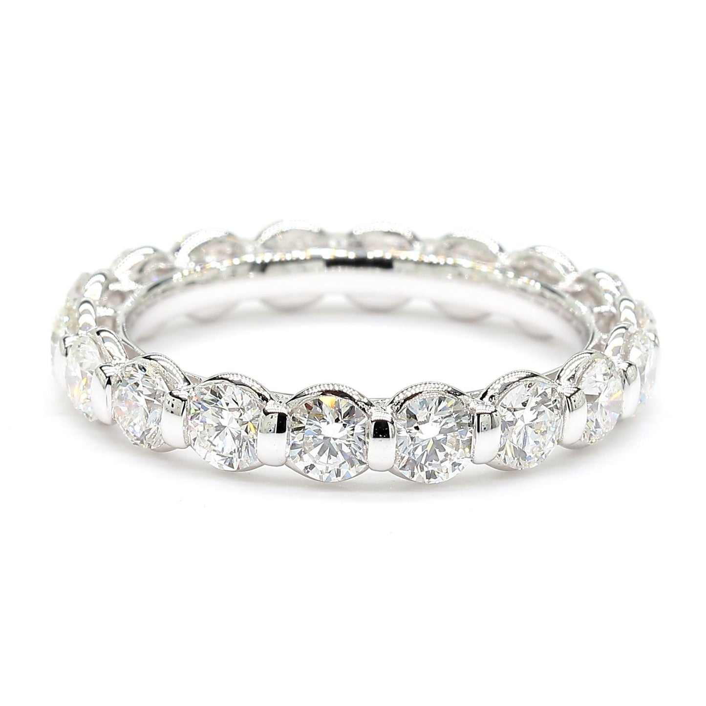 Natural White Round Diamond 2.51 Carat TW White Gold Eternity Band