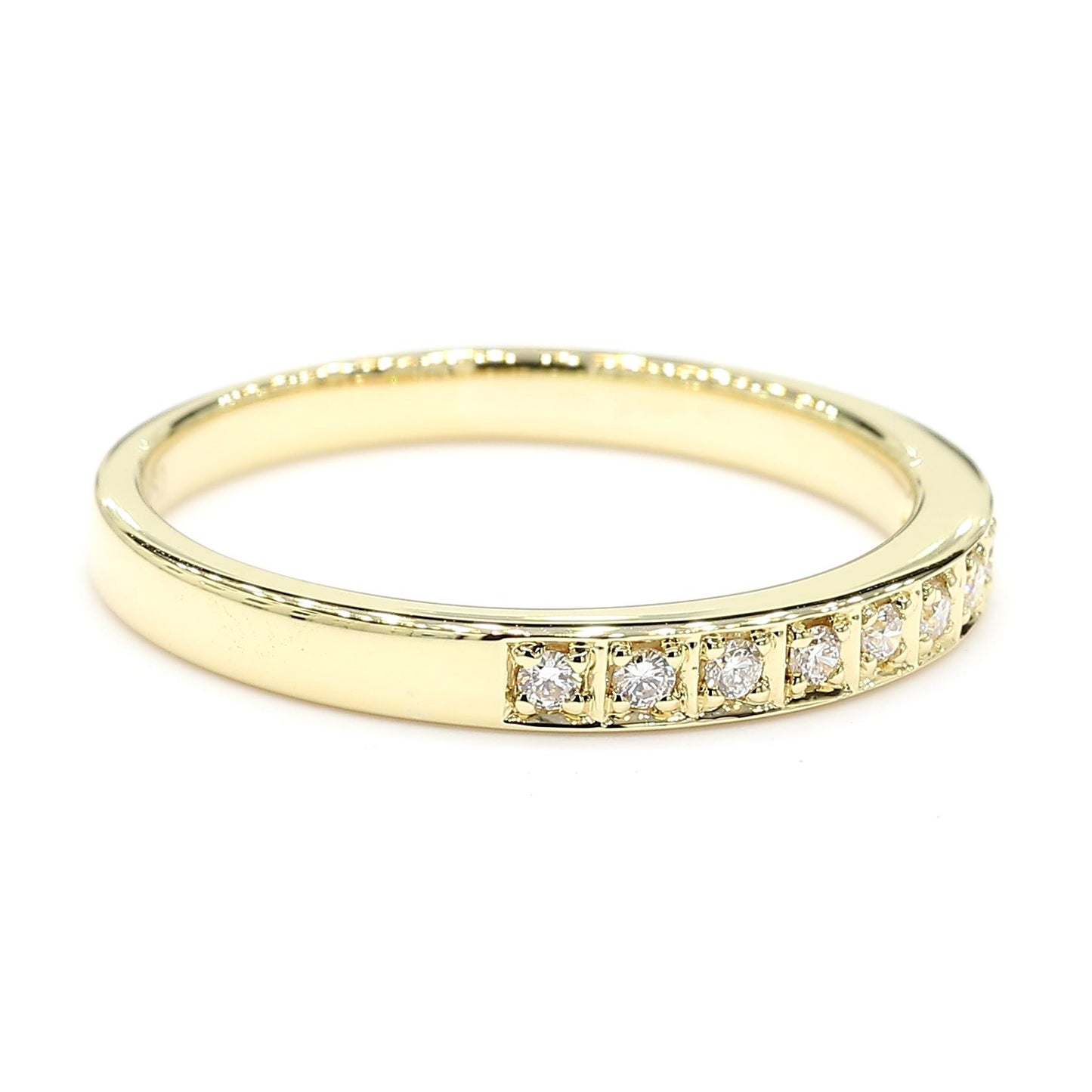 Natural White Round Diamond 0.10 Carat TW Yellow Gold Wedding Band