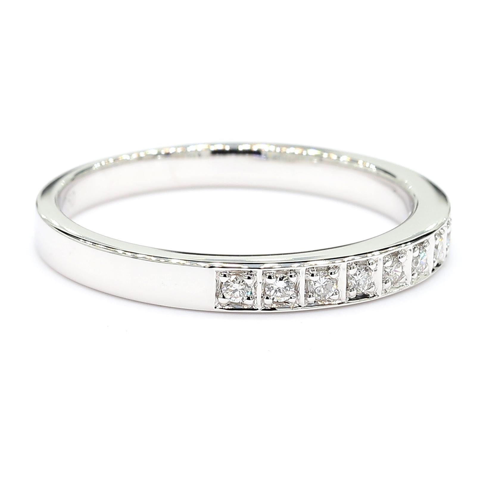 Natural White Round Diamond 0.10 Carat TW White Gold Wedding Band