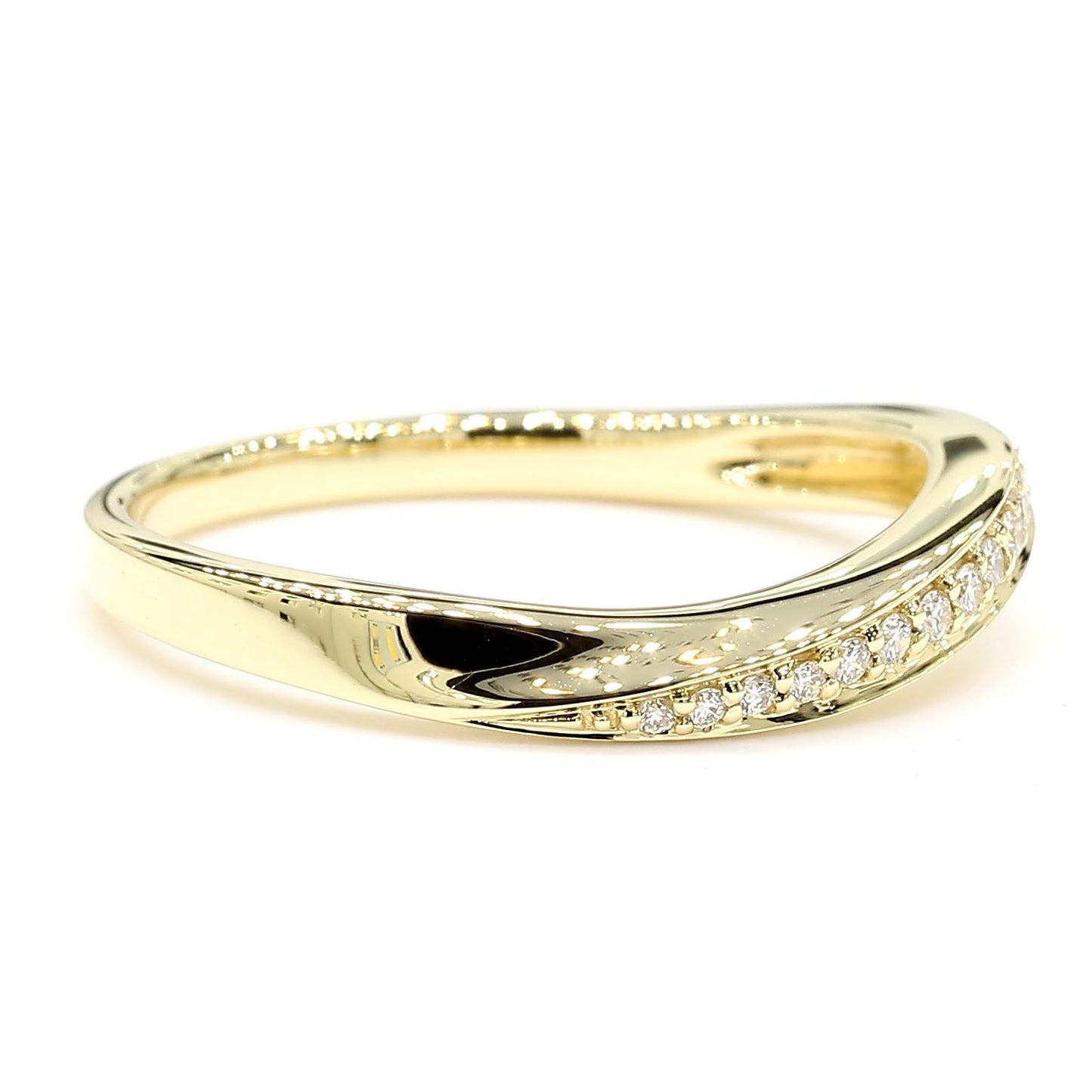 Natural White Round Diamond 0.08 Carat TW Yellow Gold Wedding Band