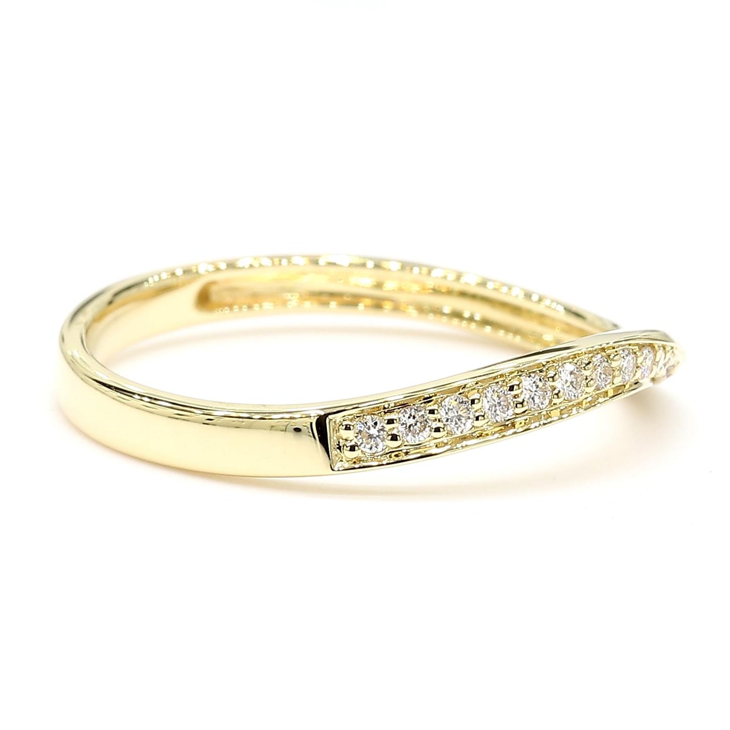 Natural White Round Diamond 0.10 Carat TW Yellow Gold Wedding Band