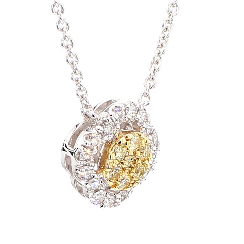 Natural Yellow Round Diamond .25 Carat TW Gold Drop Necklace