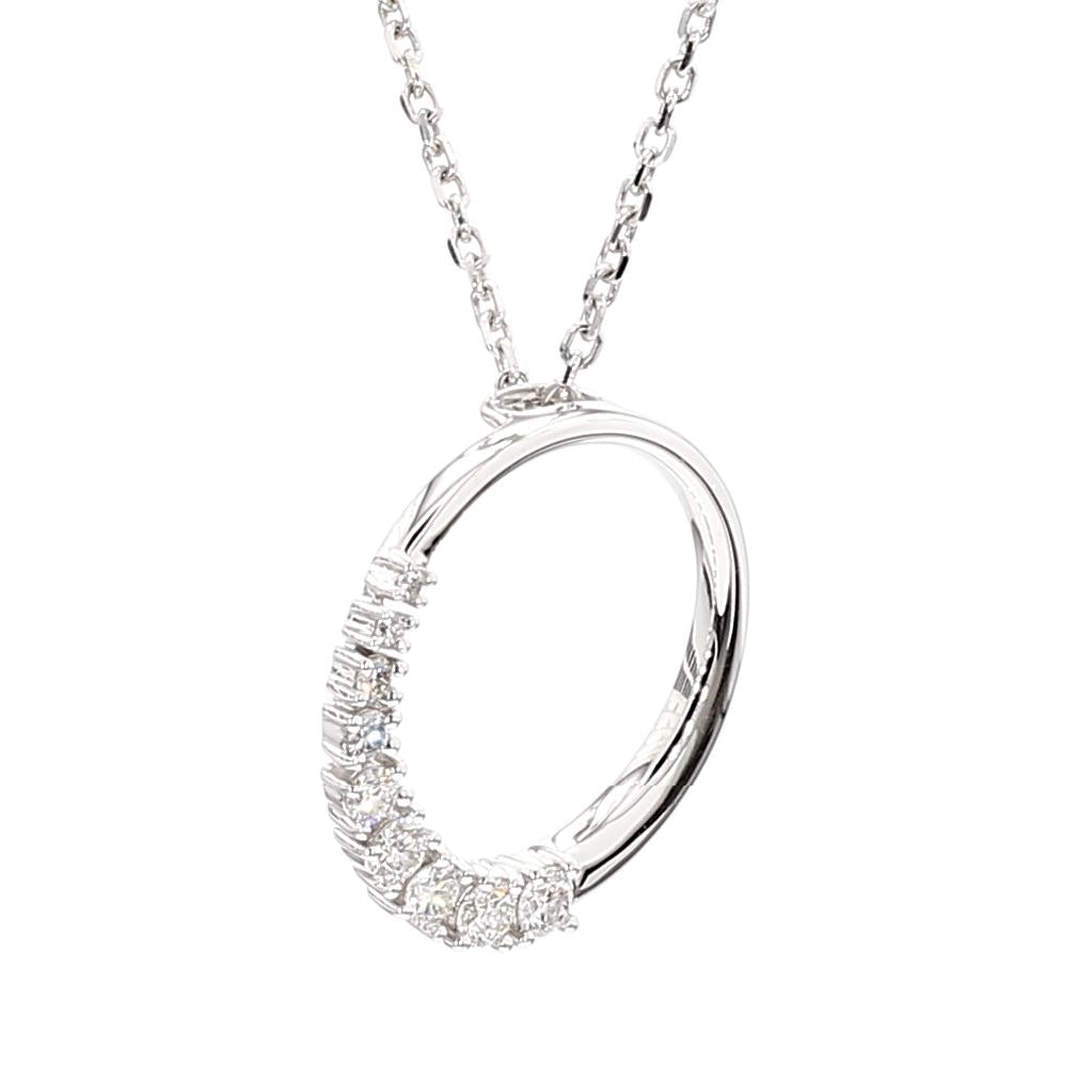 Natural White Round Diamond 0.32 Carat TW White Gold Drop Pendant