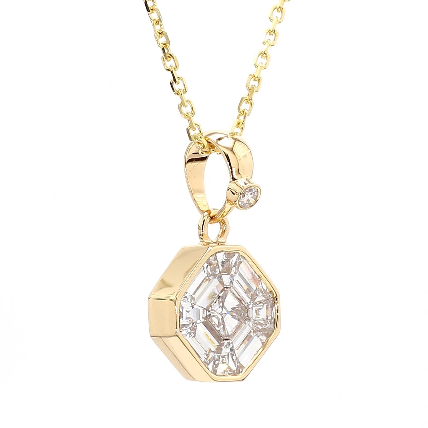 Natural White Baguette Diamond 1.70 Carat TW Yellow Gold Drop Pendant