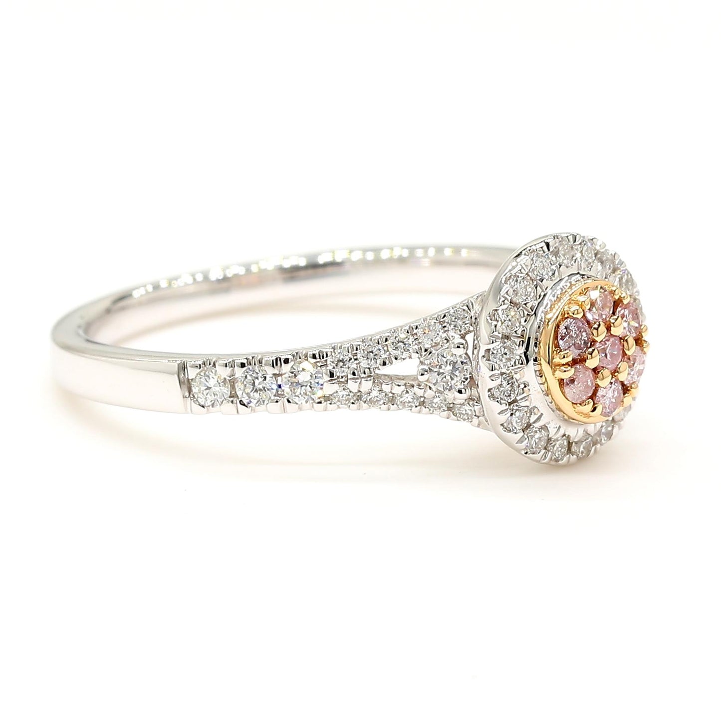 Natural Pink Round Diamond .36 Carat TW Rose Gold Cocktail Ring