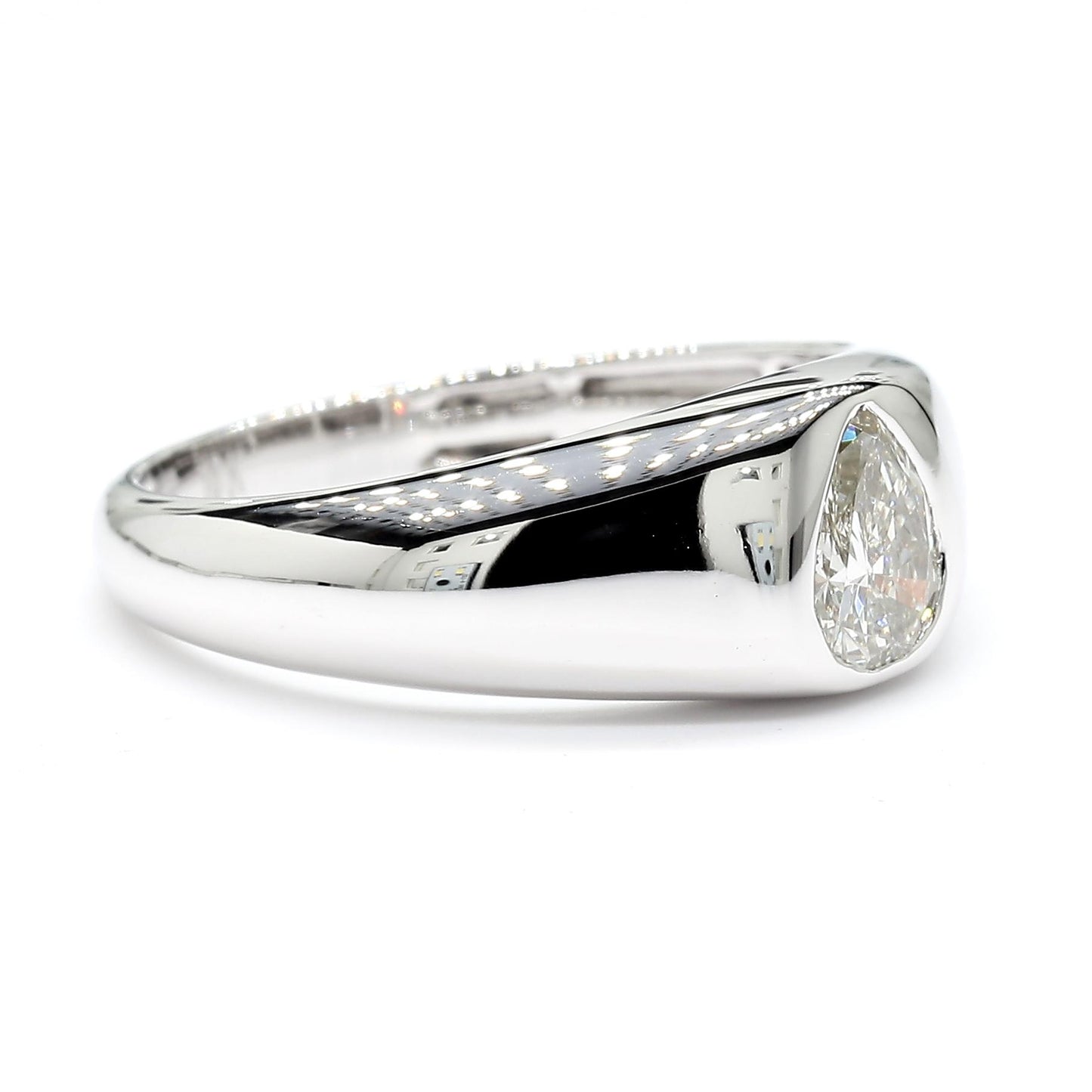 Natural White Pear Diamond 0.52 Carat TW White Gold Cocktail Band