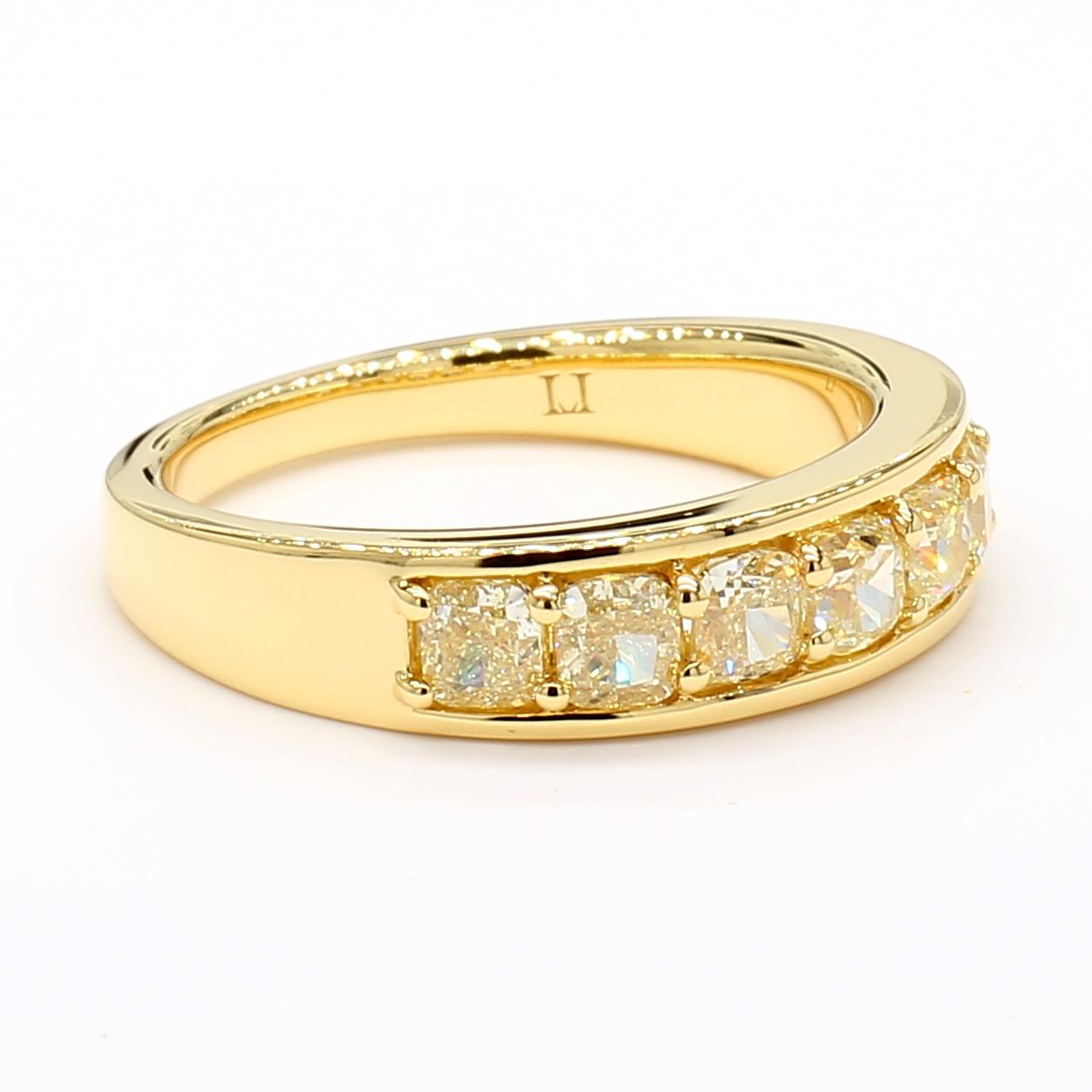 Natural Yellow Cushion Diamond 1.44 Carat TW Gold Cocktail Band