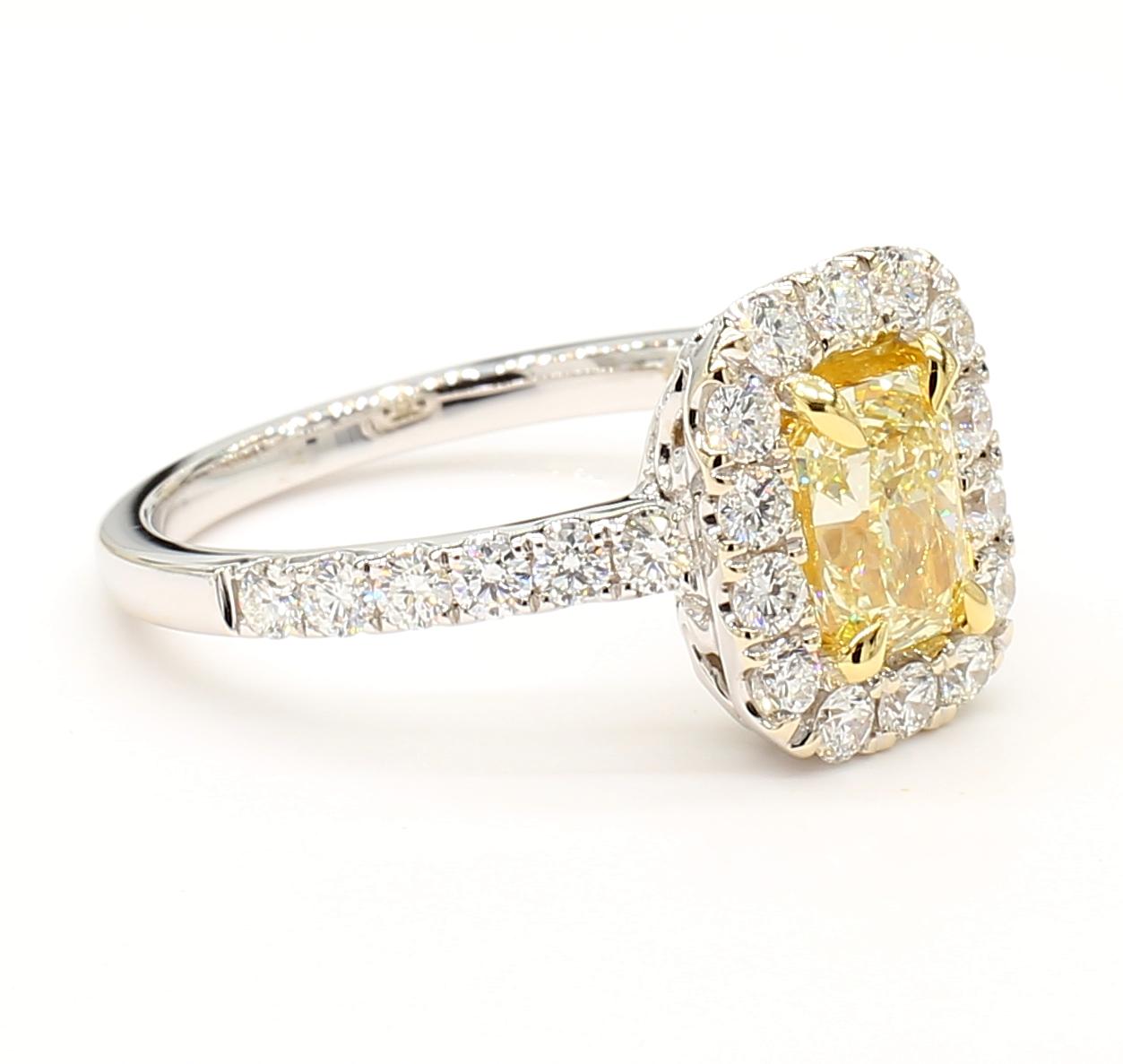 GIA Certified Natural Yellow Radiant Diamond 1.70 Carat TW Gold Cocktail Ring