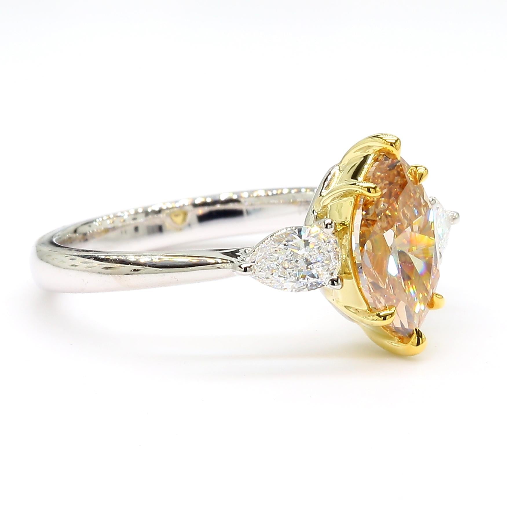 GIA Certified Yellow Marquise Diamond 1.70 Carat TW Cocktail Ring