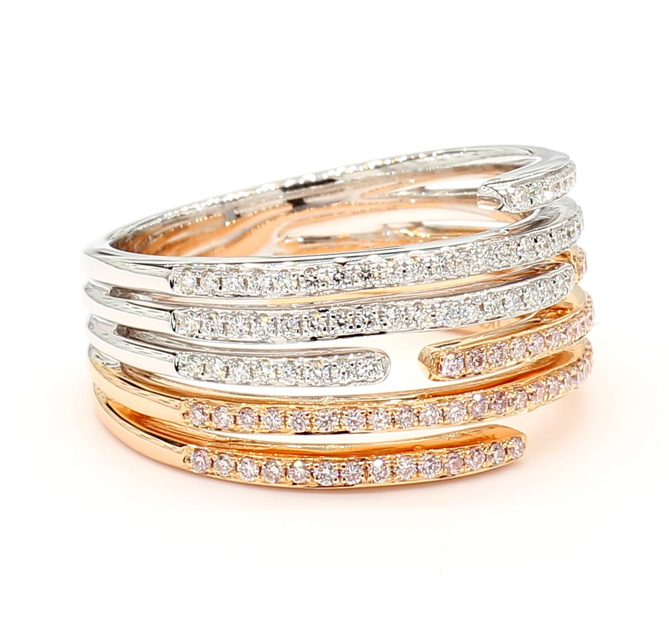 Natural Pink Round Diamond 0.50 Carat TW Rose Gold Cocktail Band