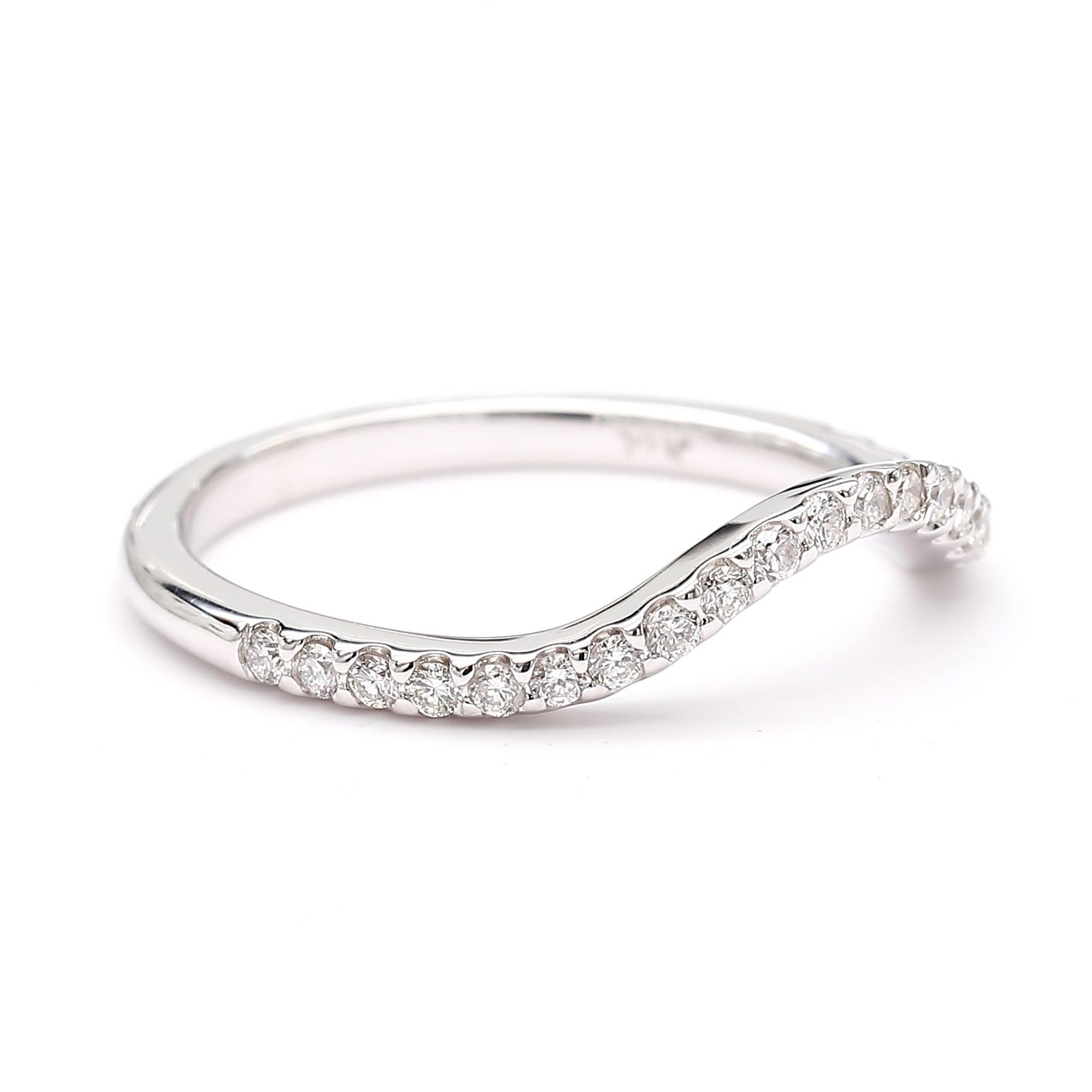 Natural White Round Diamond .24 Carat TW White Gold Wedding Band