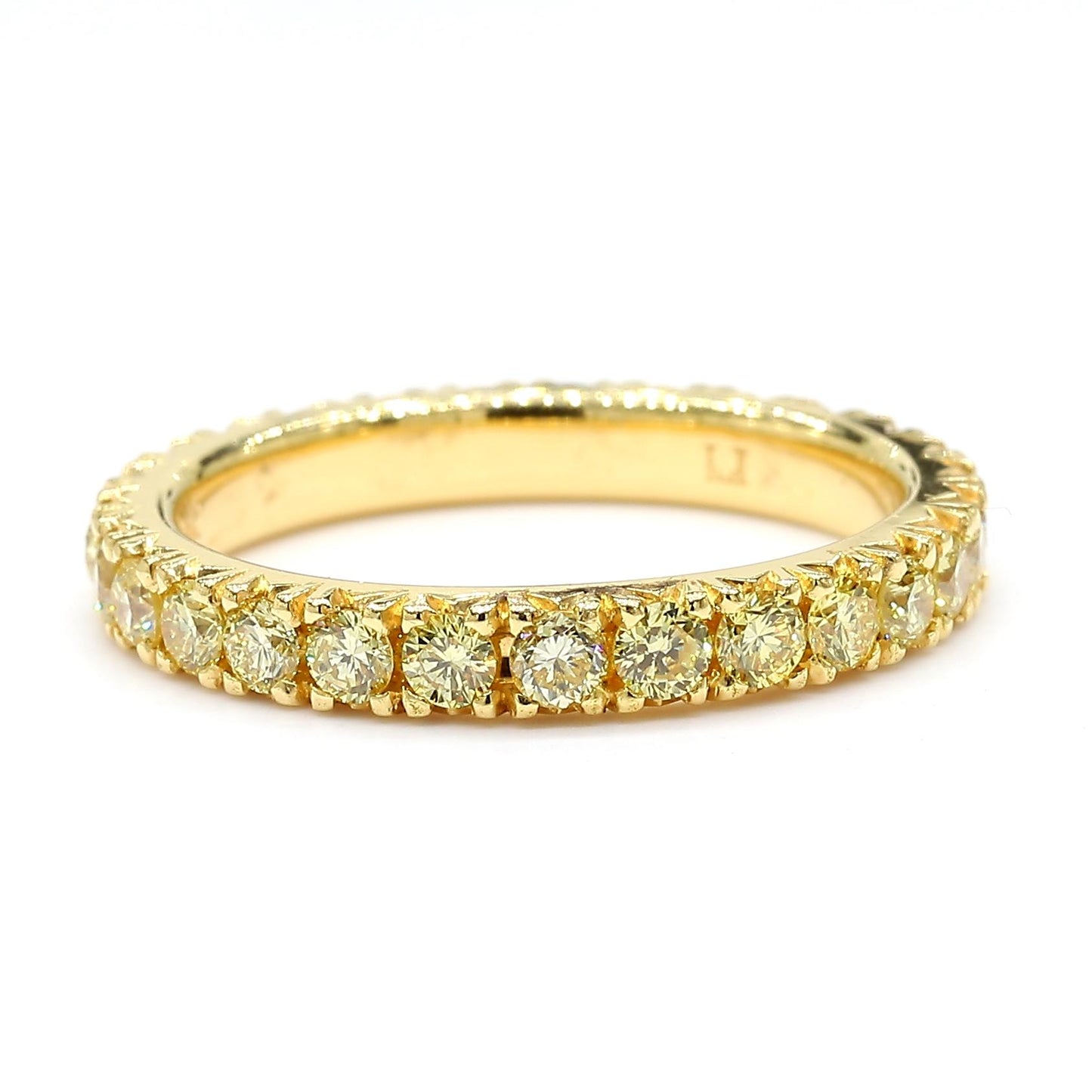 Natural Yellow Round Diamond 1.12 Carat TW Gold Eternity Band