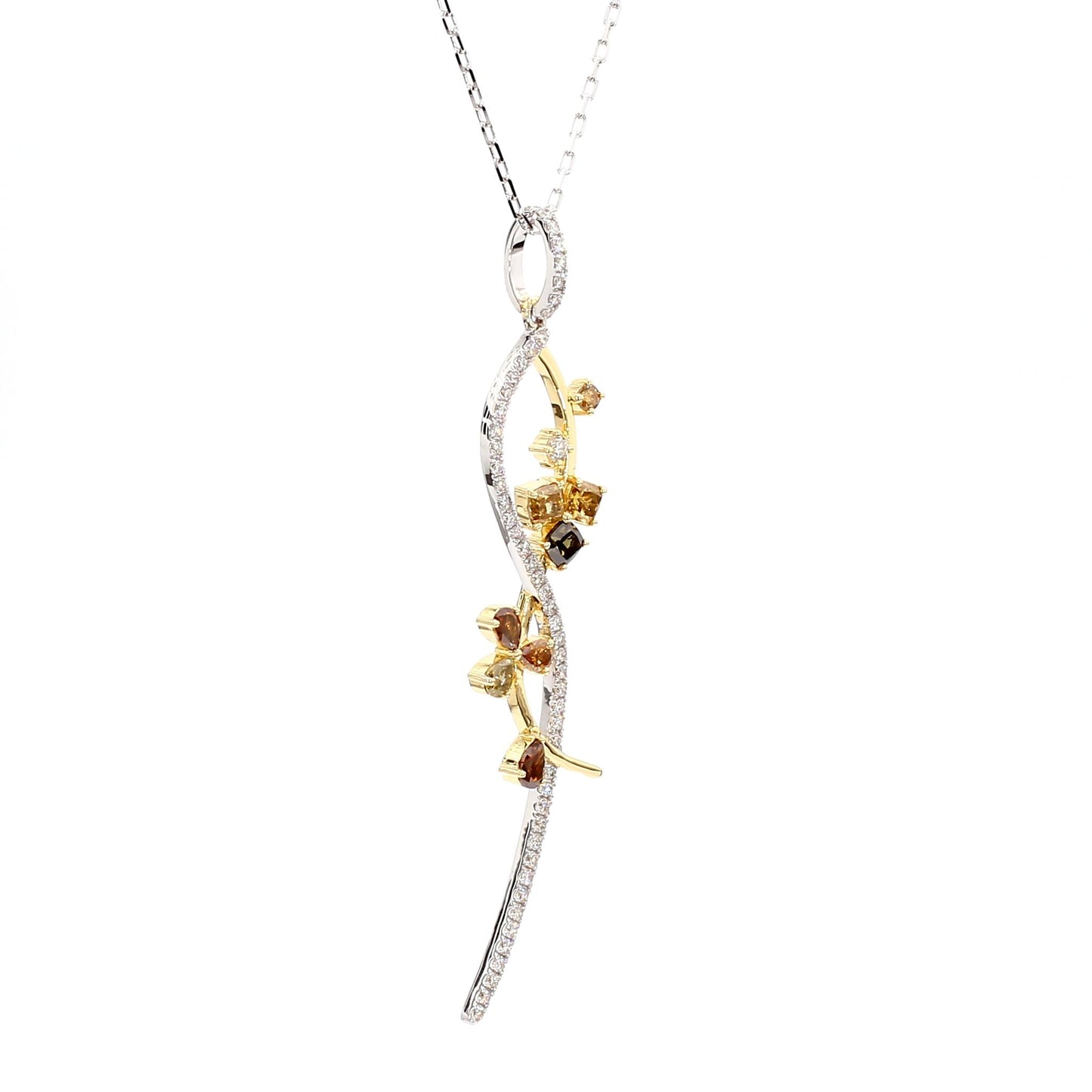 Natural Fancy Color Mix Diamond 1.14 Carat TW Gold Drop Pendant