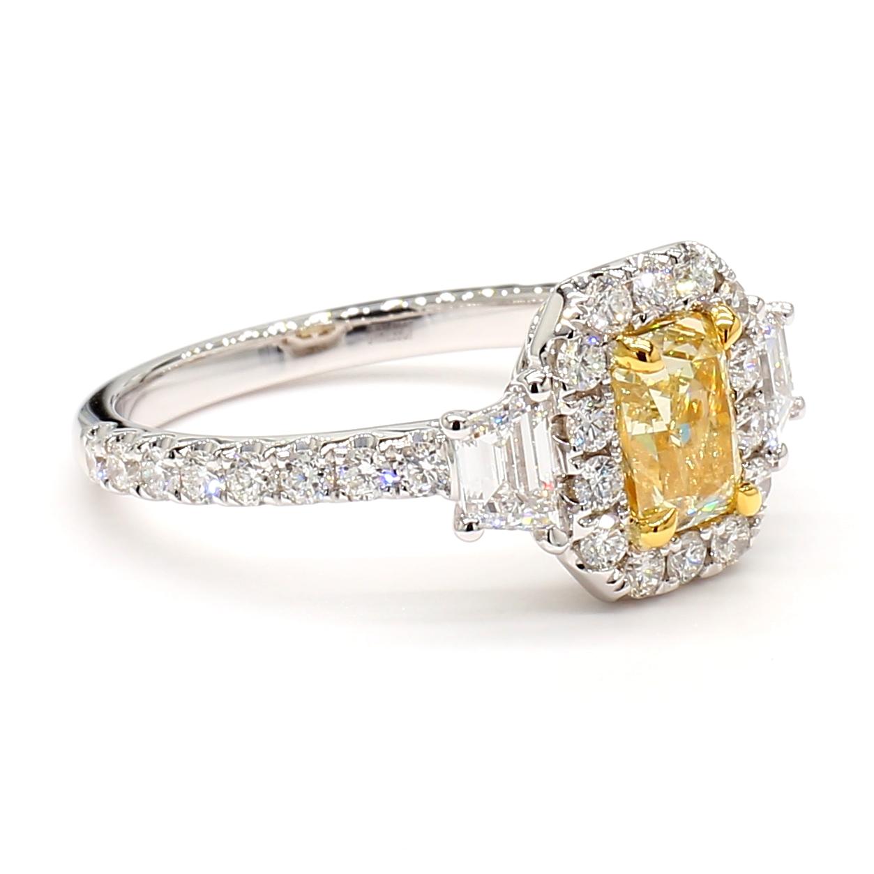 GIA Certified Natural Yellow Radiant Diamond 1.98 Carat TW Gold Cocktail Ring