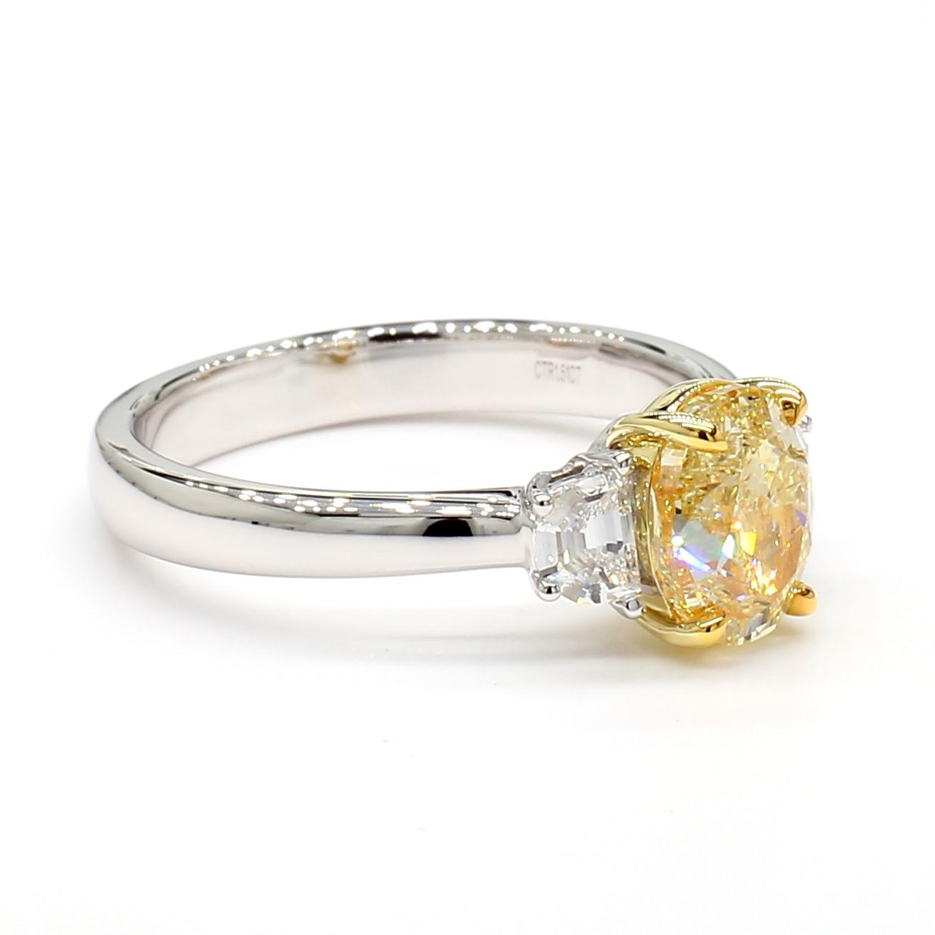 GIA Certified Natural Yellow Oval Diamond 1.82 Carat TW Gold Cocktail Ring