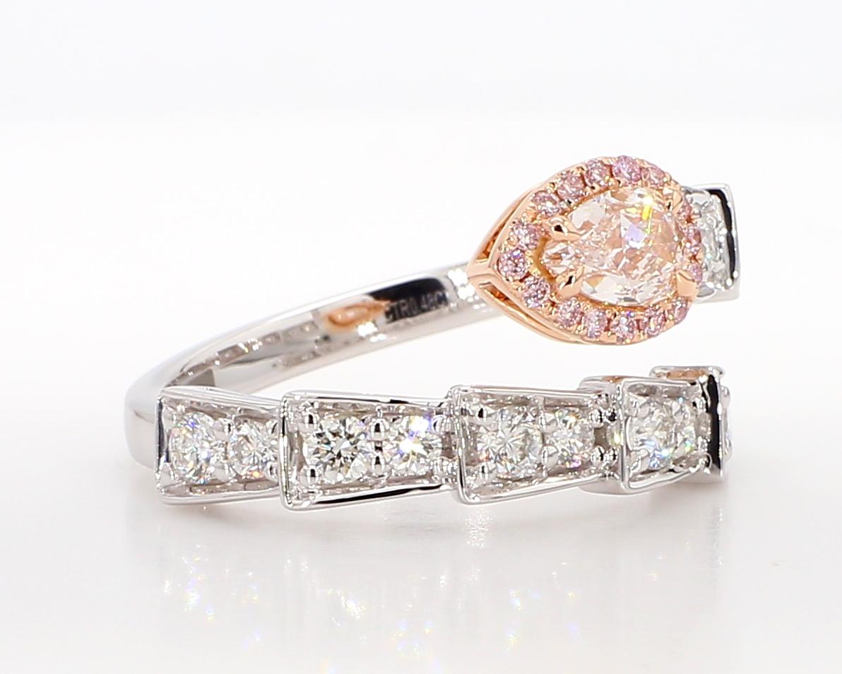 GIA Certified Natural Pink Pear Diamond 1.34 Carat TW Gold Cocktail Ring