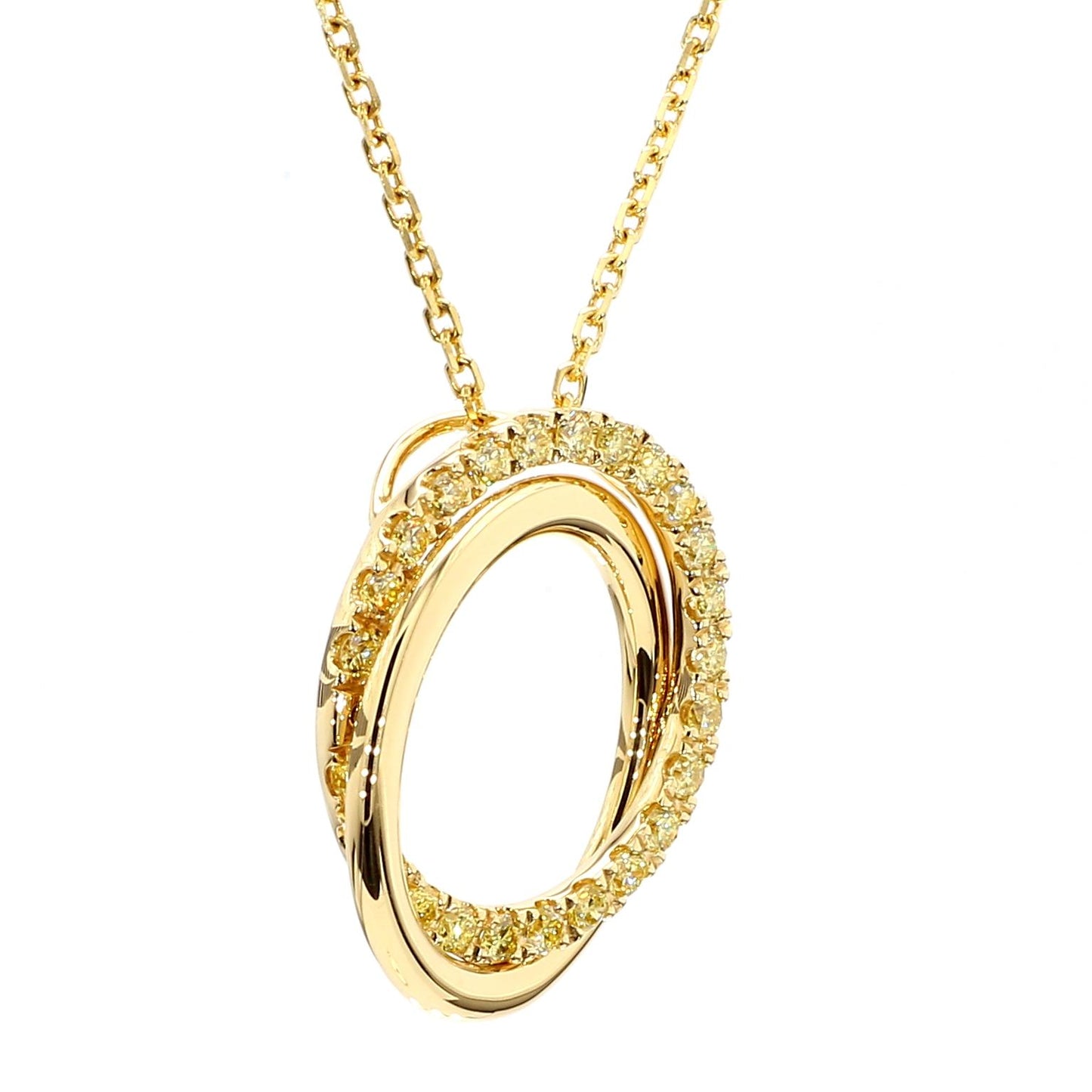 Natural Yellow Round Diamond .65 Carat TW Gold Drop Pendant