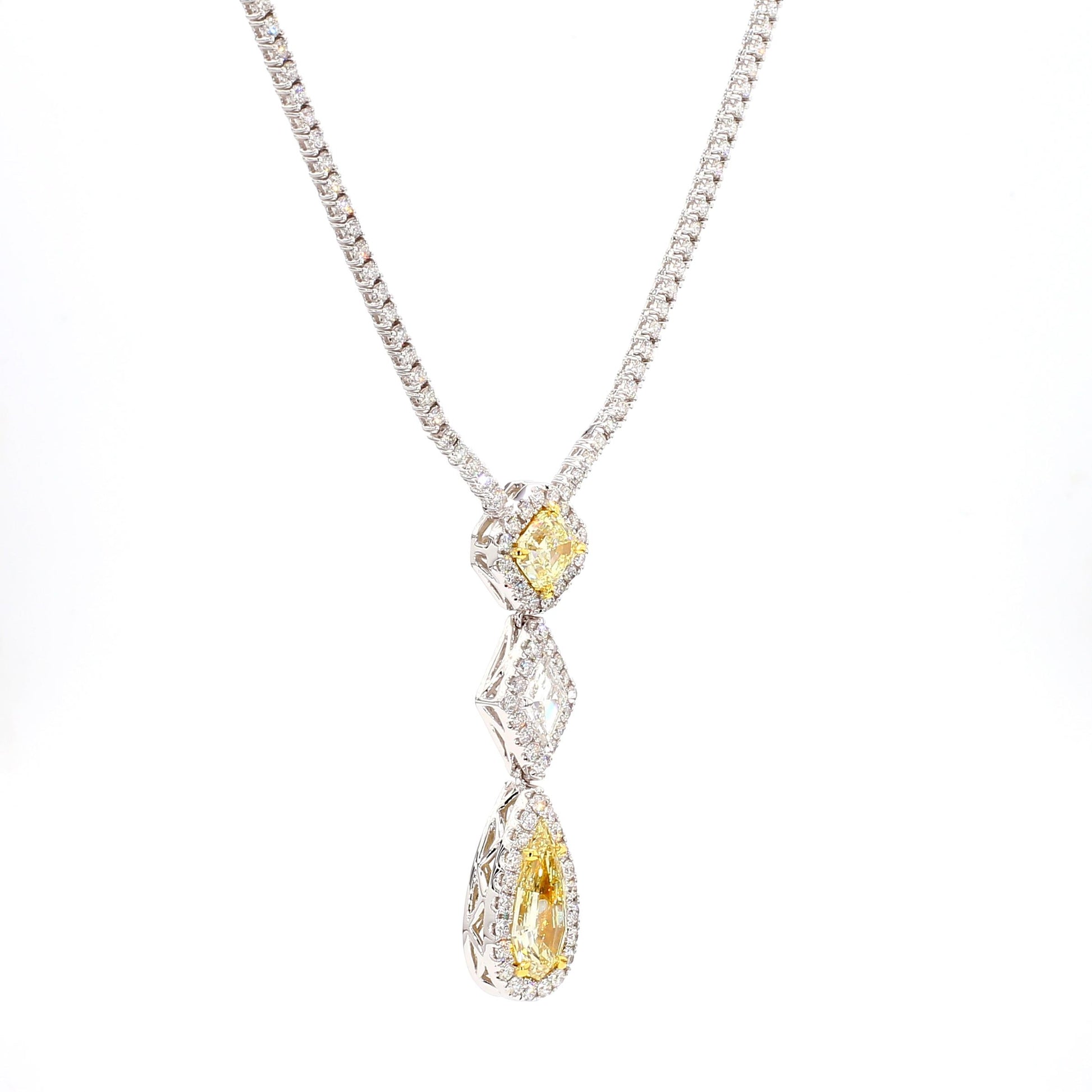 GIA Certified Natural Yellow Pear Diamond 6.35 Carat TW Gold Necklace