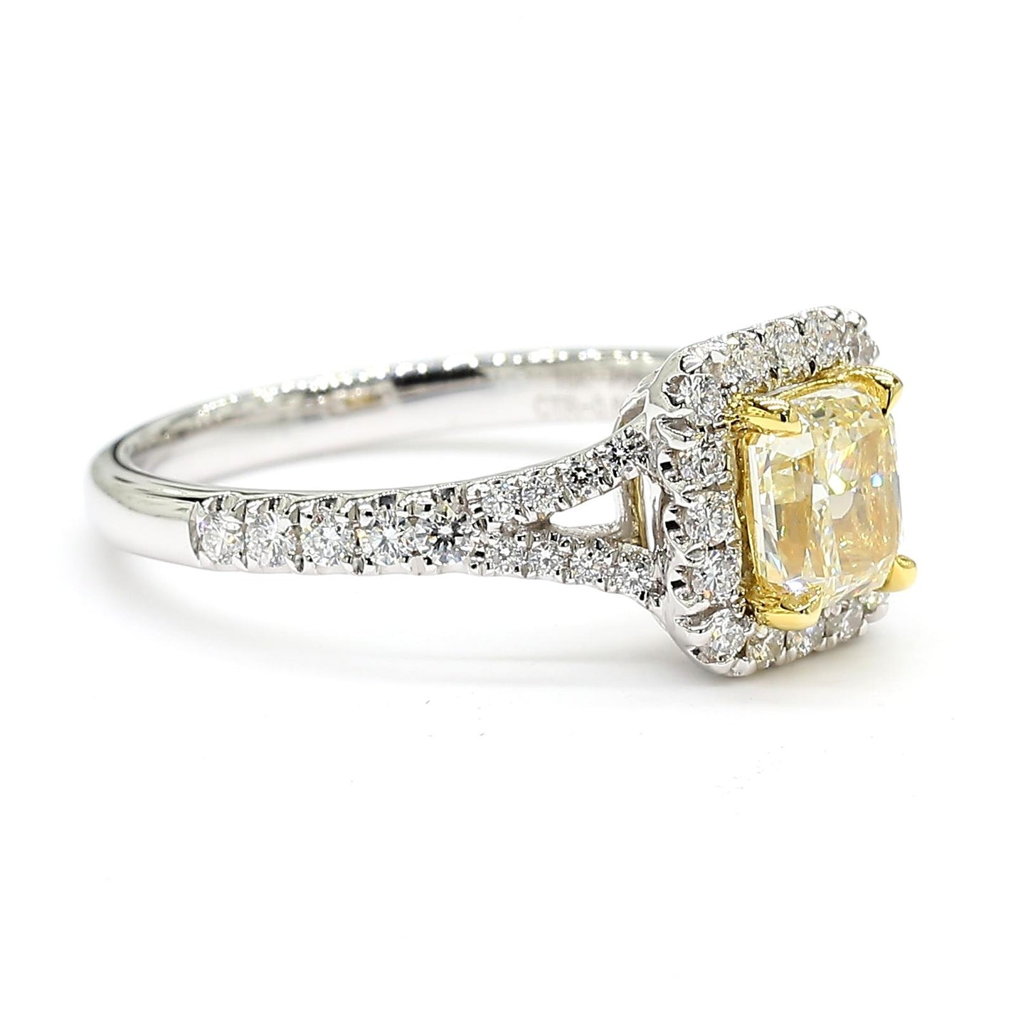 GIA Certified Natural Yellow Radiant Diamond 1.24 Carat TW Gold Cocktail Ring