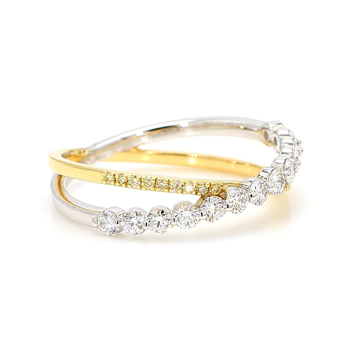 Natural Yellow Round and White Diamond .53 Carat TW Gold Cocktail Band