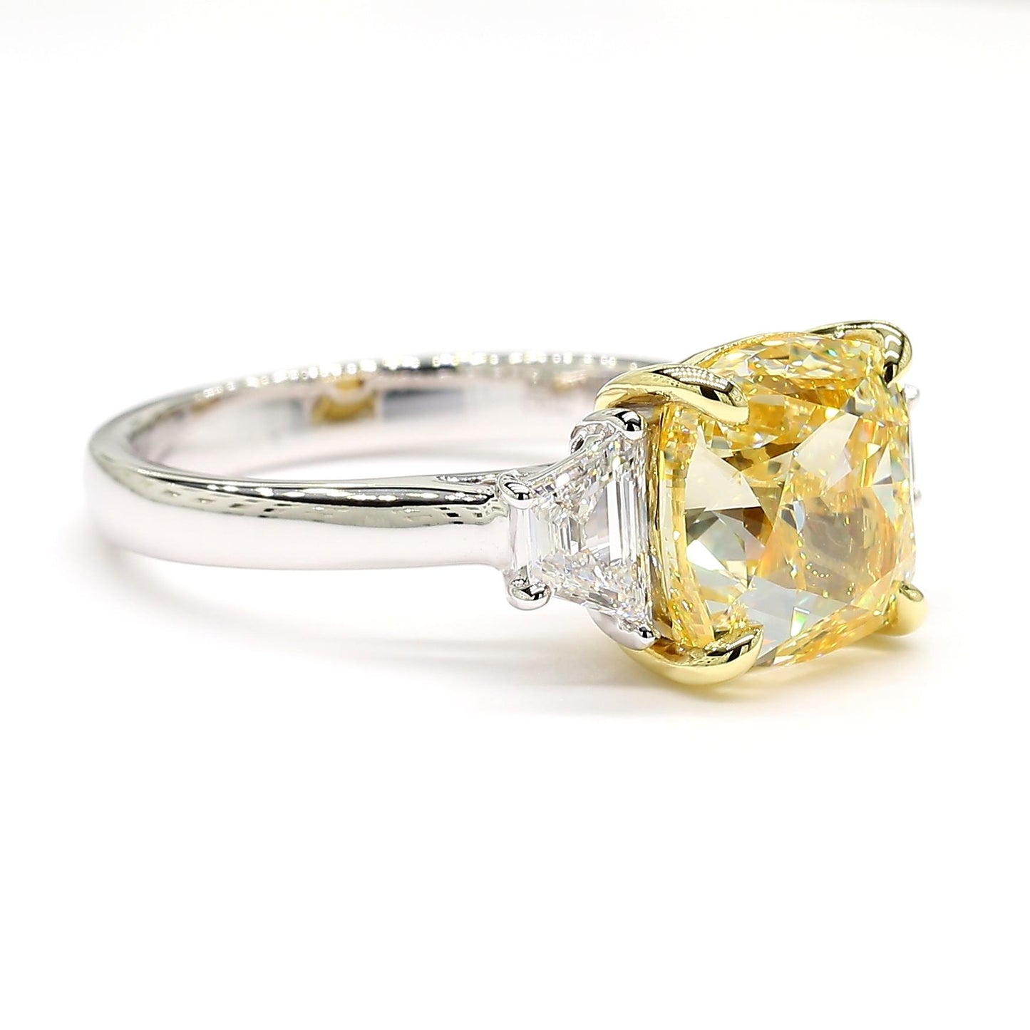 GIA Certified Natural Yellow Cushion Diamond 5.59 Carat TW Gold Cocktail Ring