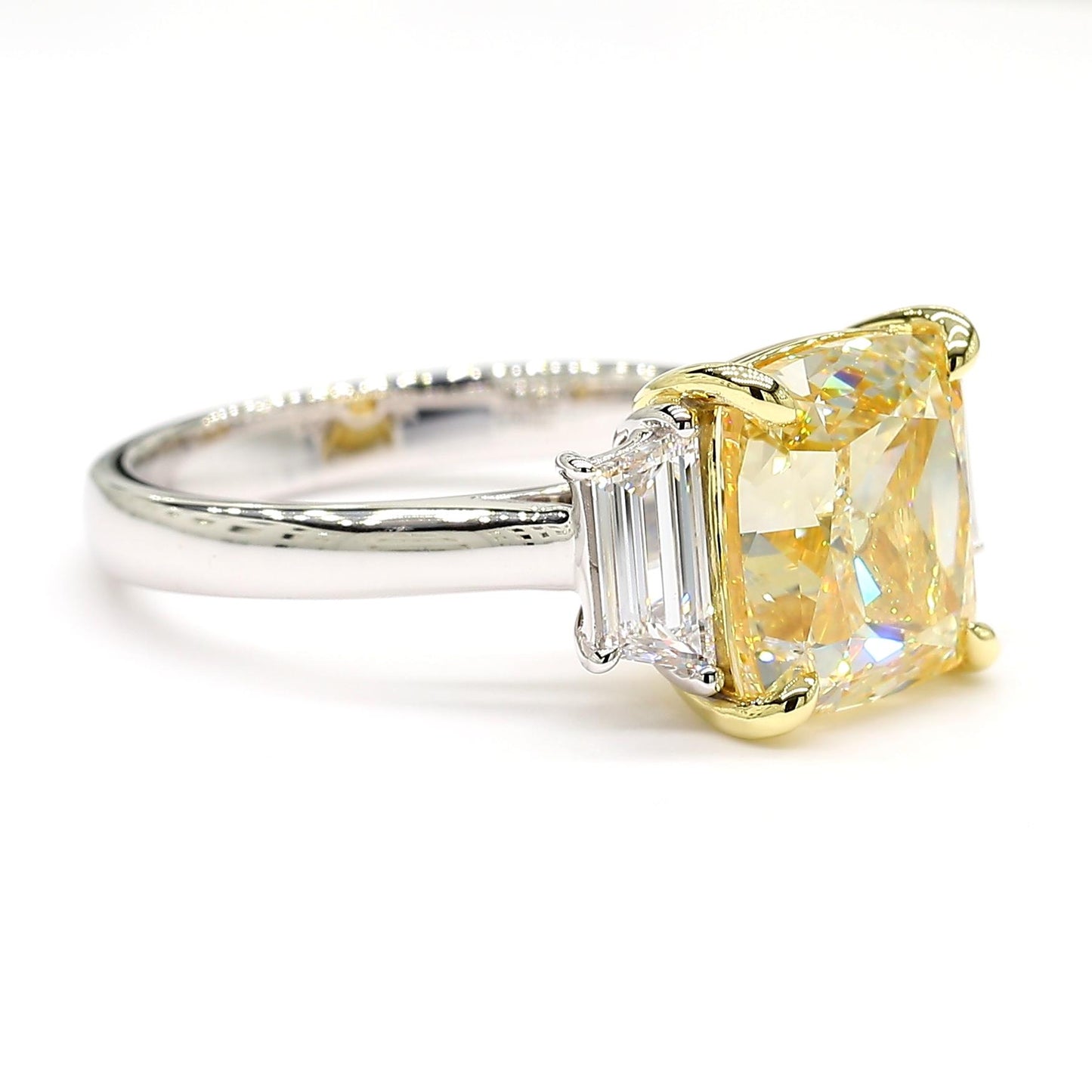 GIA Certified Natural Yellow Cushion Diamond 5.65 Carat TW Gold Cocktail Ring