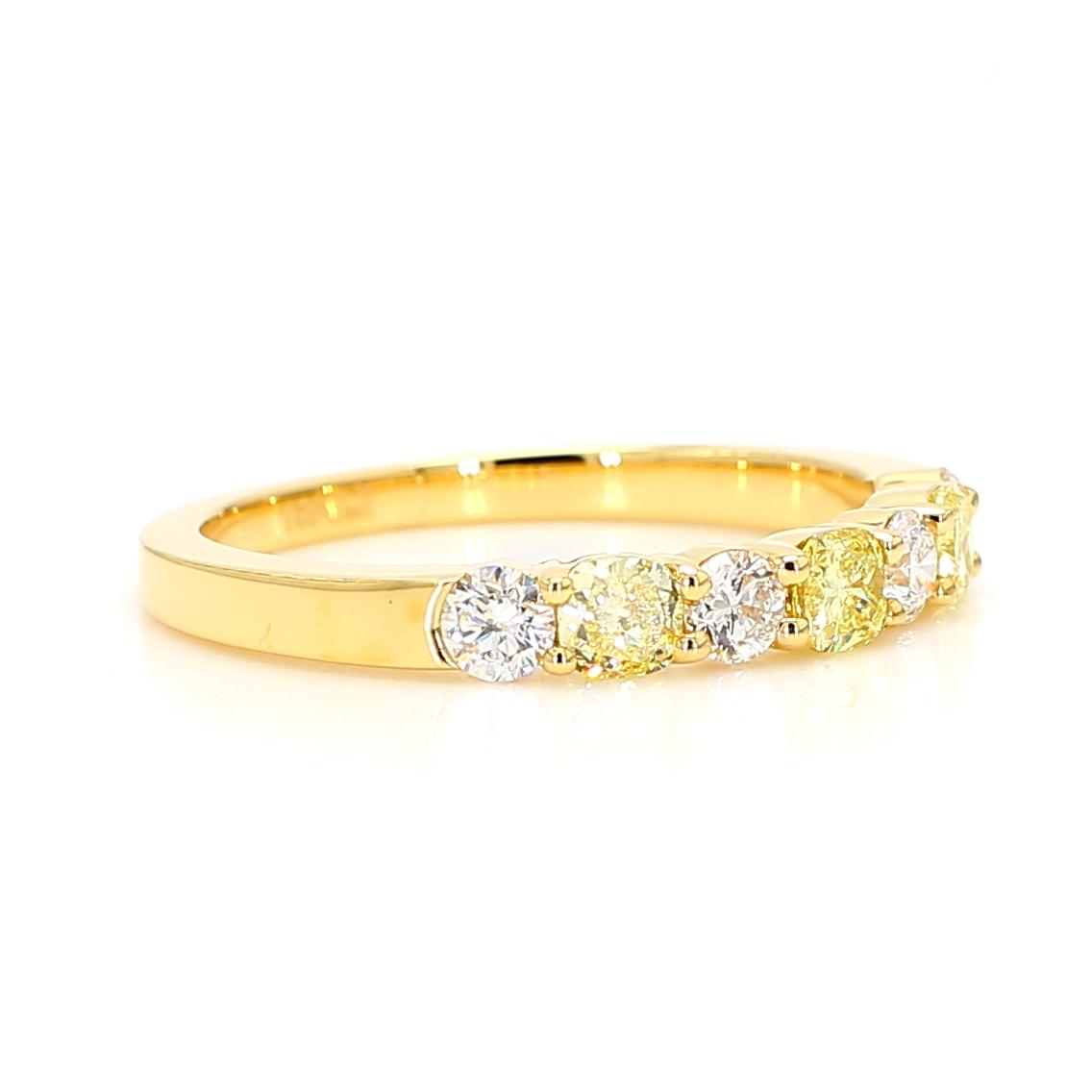 Natural Yellow Cushion Diamond 0.90 Carat TW Gold Cocktail Band