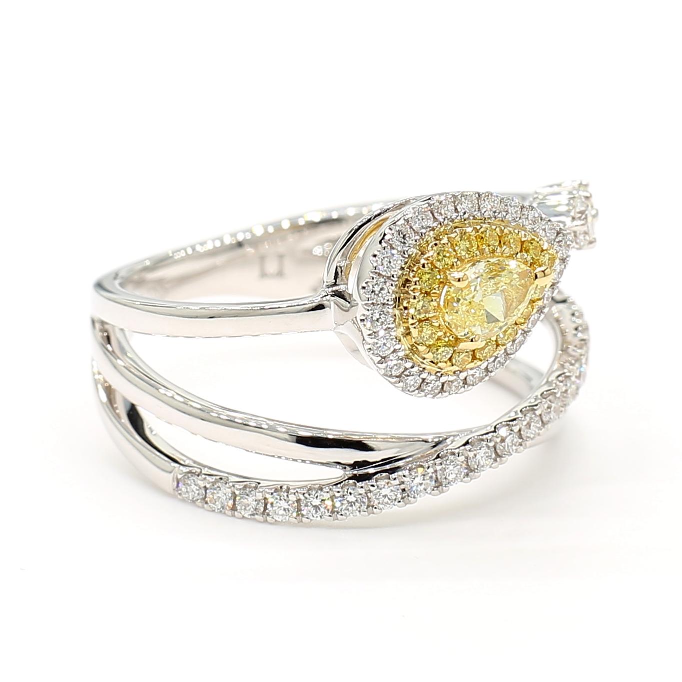 Natural Yellow Pear Diamond 0.75 Carat Tw Gold Cocktail Ring