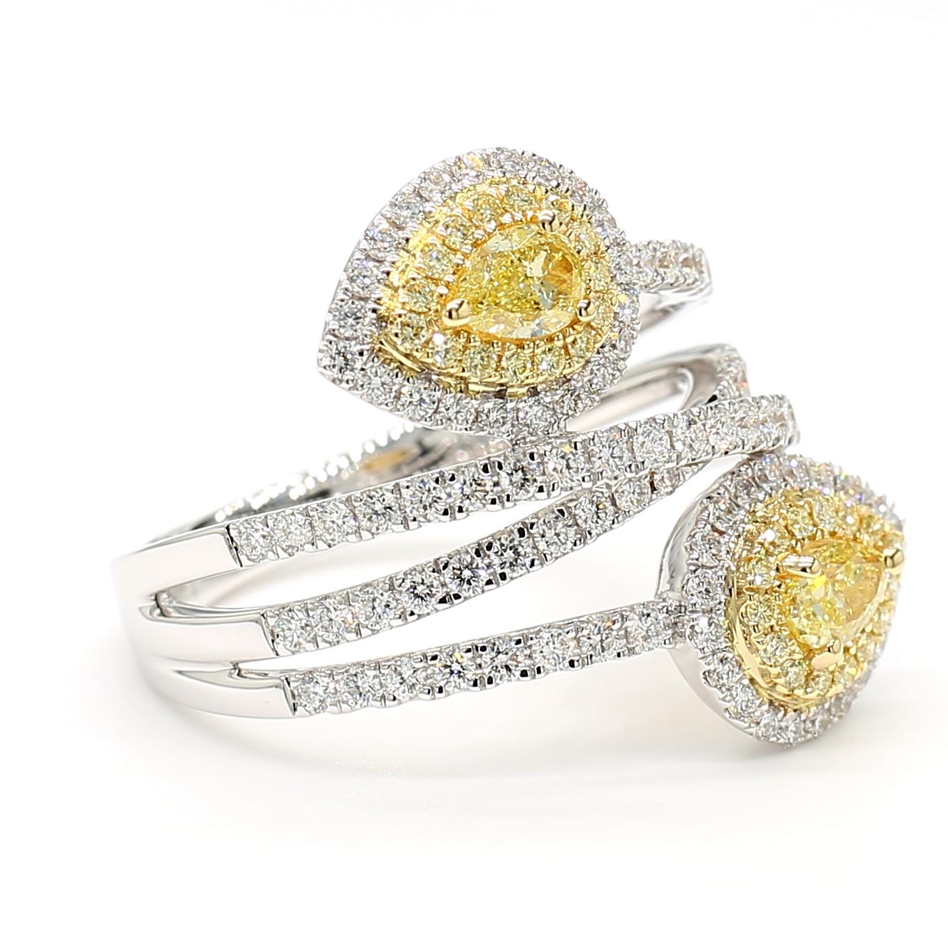 Natural Yellow Pear Diamond 1.31 Carat Tw Gold Cocktail Ring