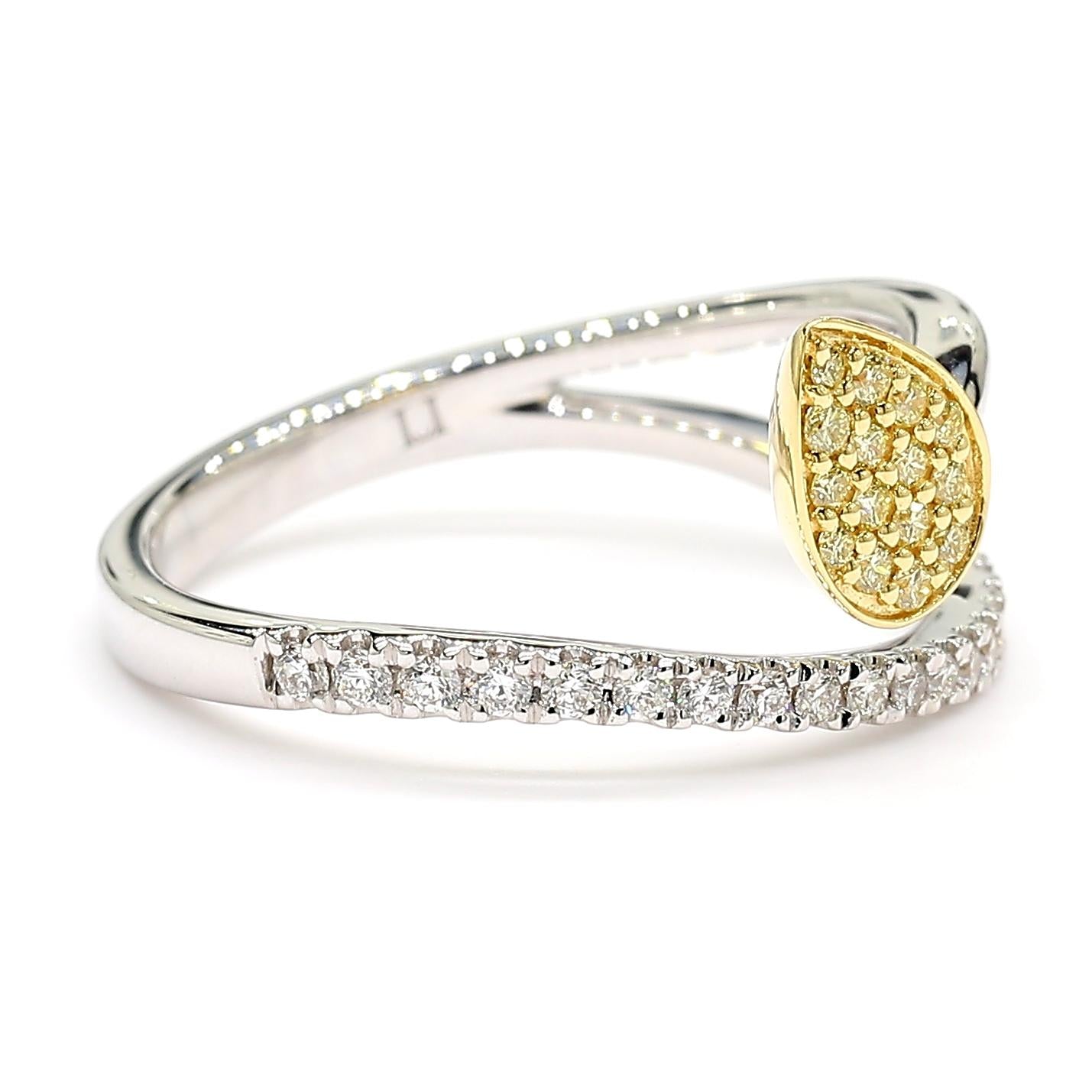 Natural Yellow Round Diamond 0.28 Carat TW Gold Cocktail Ring