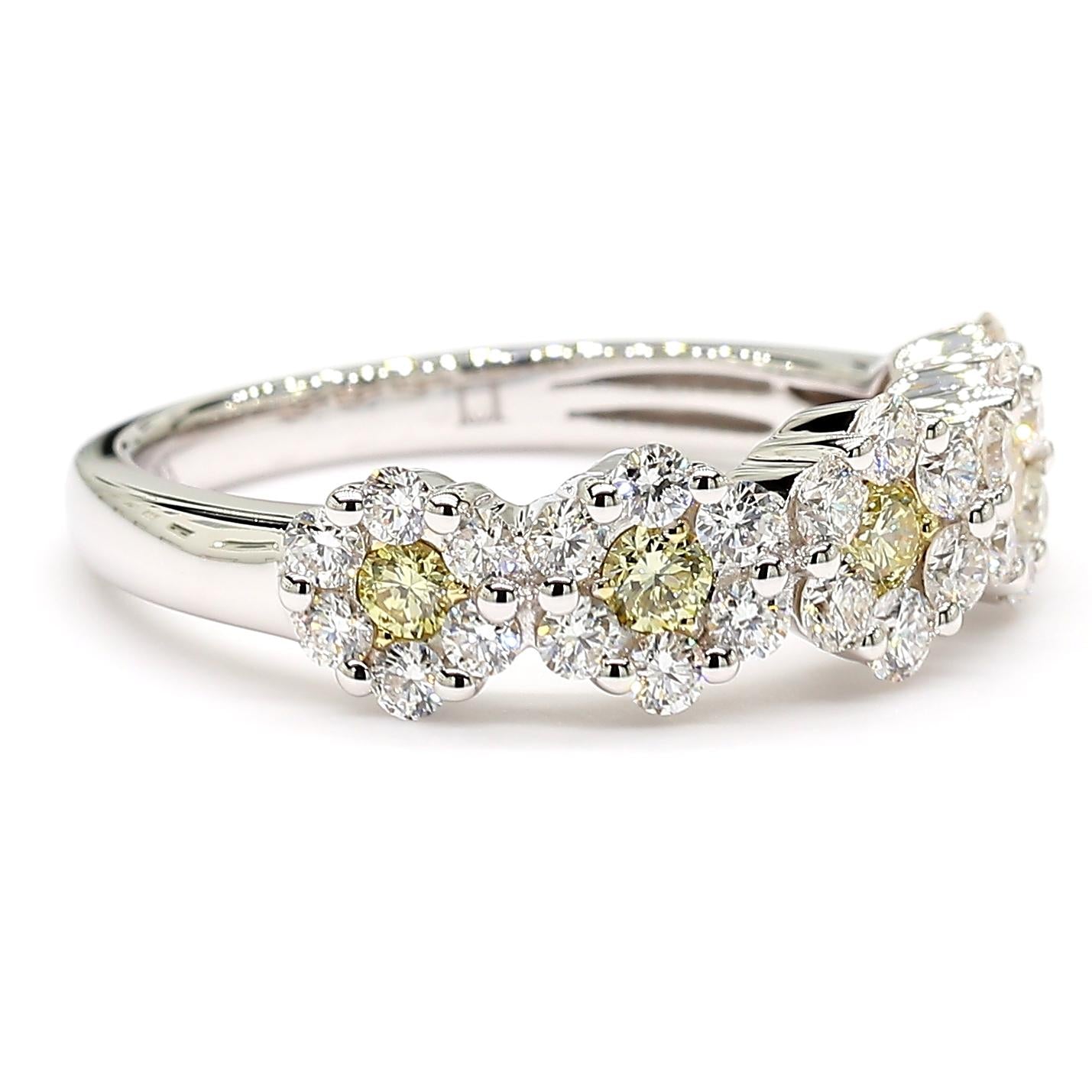 Natural Yellow Round Diamond 1.03 Carat TW Gold Cocktail Band