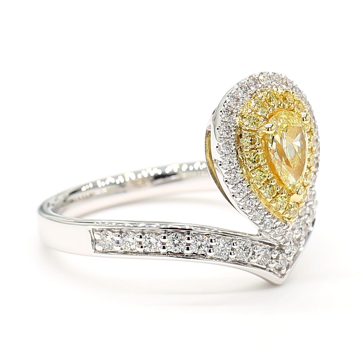 Natural Yellow Pear Diamond 0.79 Carat Tw Gold Cocktail Ring