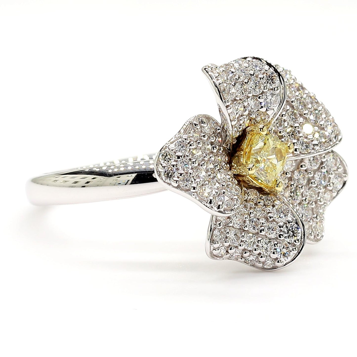 Natural Yellow Cushion Diamond 1.31 Carat TW Gold Cocktail Ring