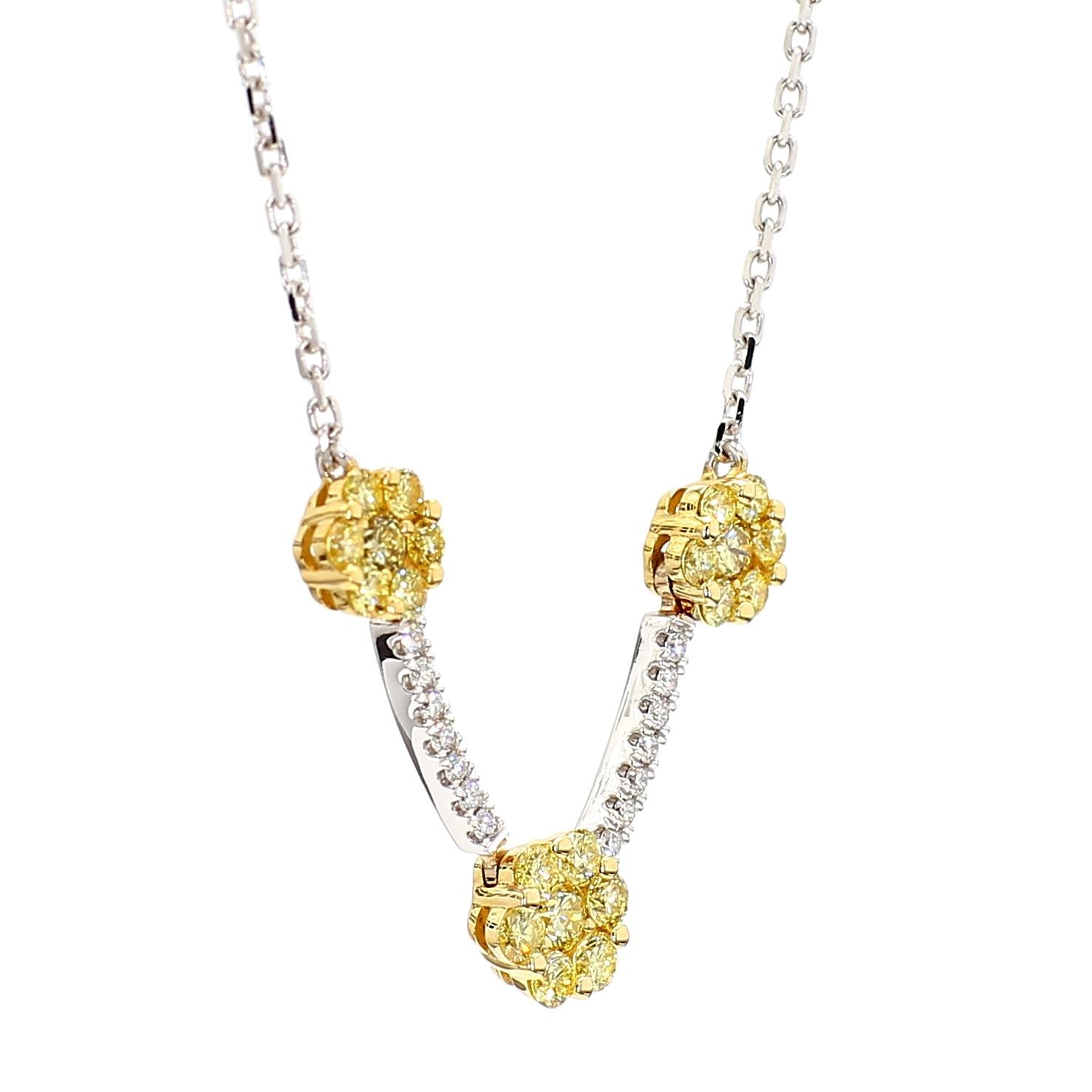 Natural Yellow Round Diamond 0.70 Carat TW Gold Drop Necklace