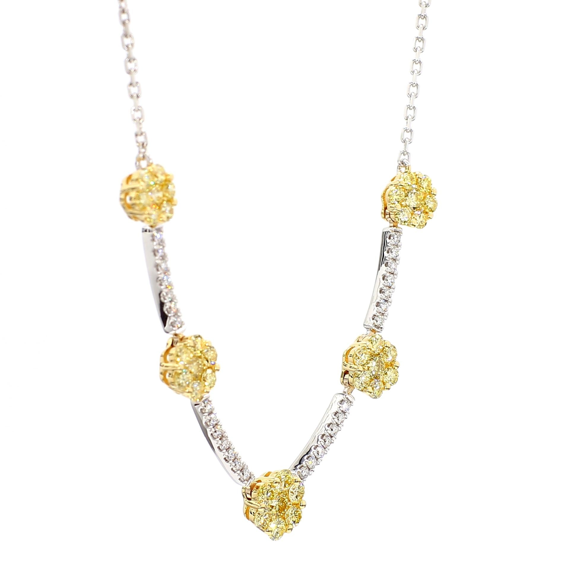 Natural Yellow Round Diamond 1.06 Carat TW Gold Drop Necklace