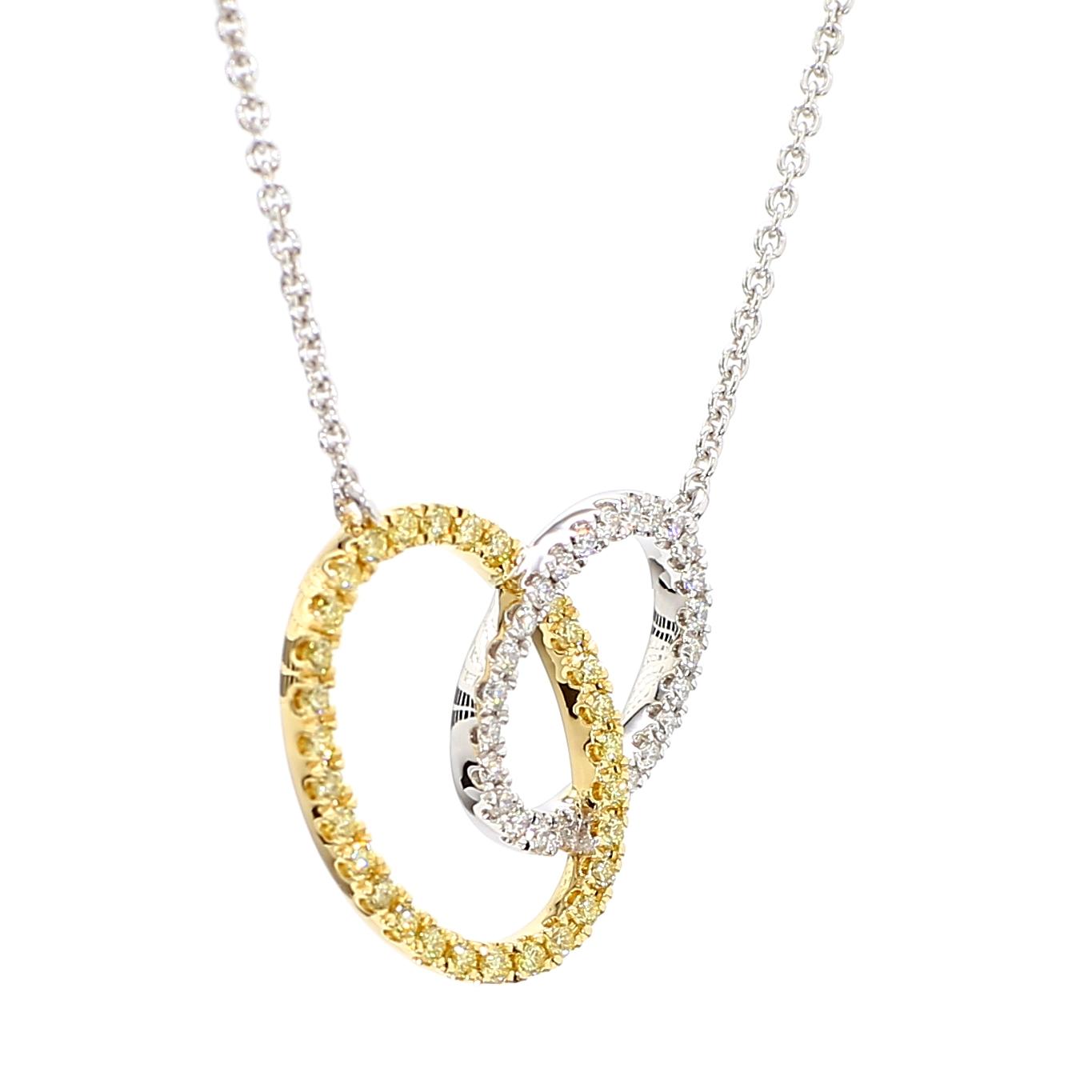 Natural Yellow Round Diamond 0.32 Carat TW Gold Drop Necklace