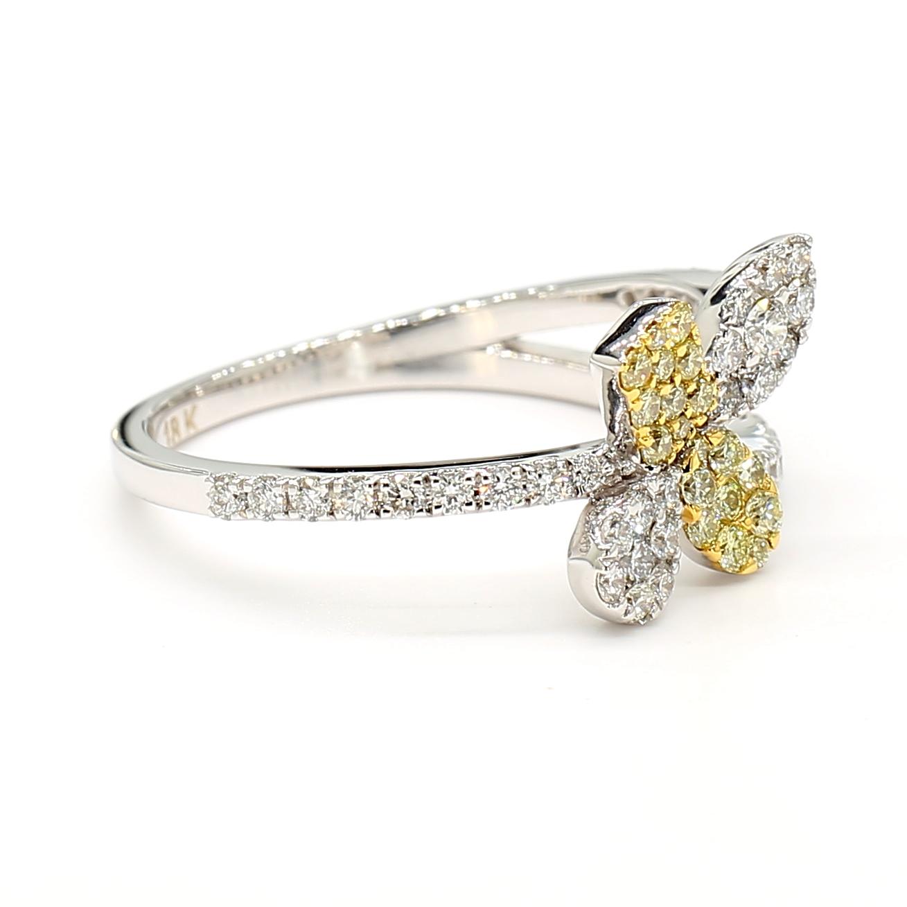 Natural Yellow Round Diamond 0.62 Carat TW Gold Cocktail Ring