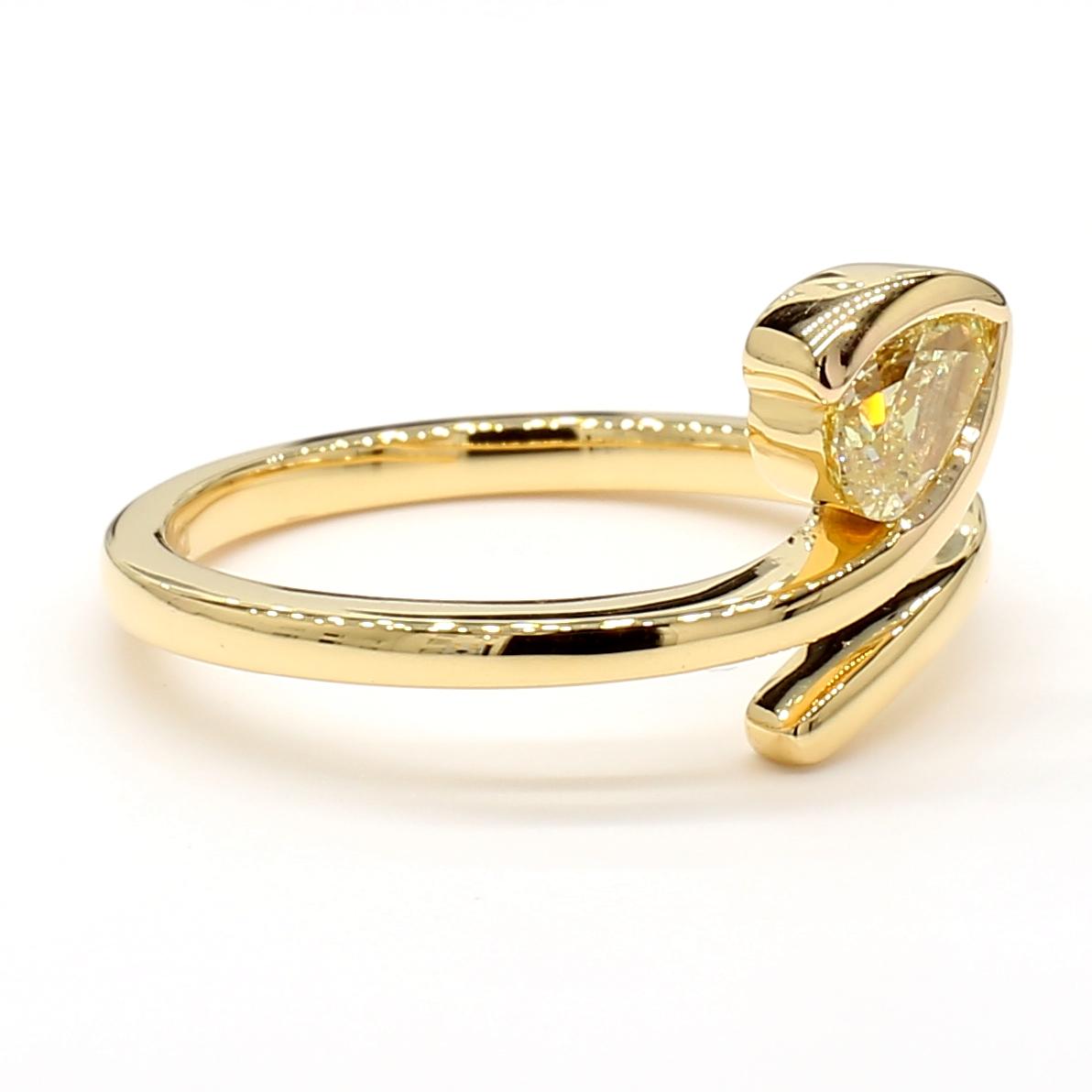 Natural Yellow Pear Diamond .50 Carat TW Yellow Gold Cocktail Ring