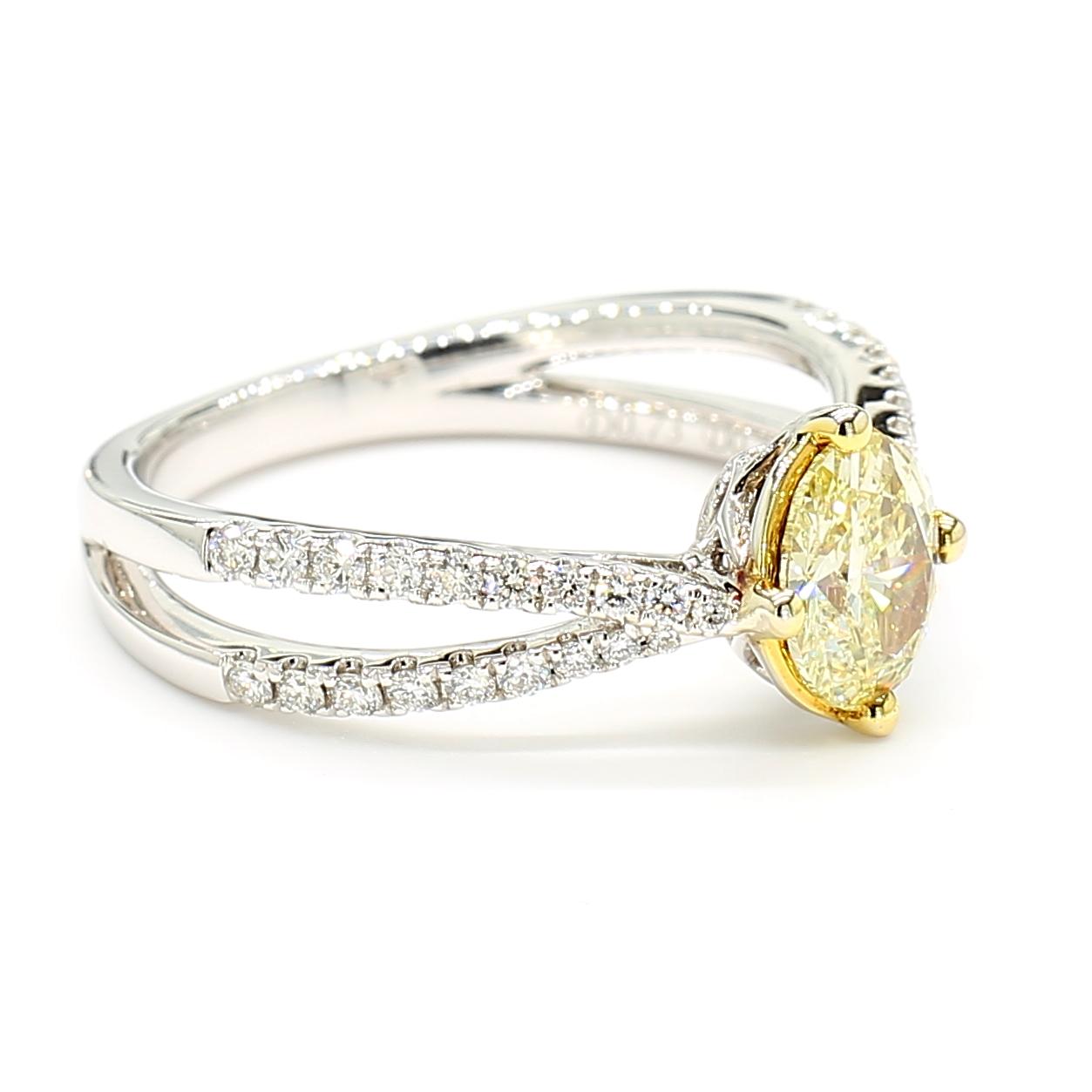Natural Yellow Oval Diamond .99 Carat TW Gold Cocktail Ring