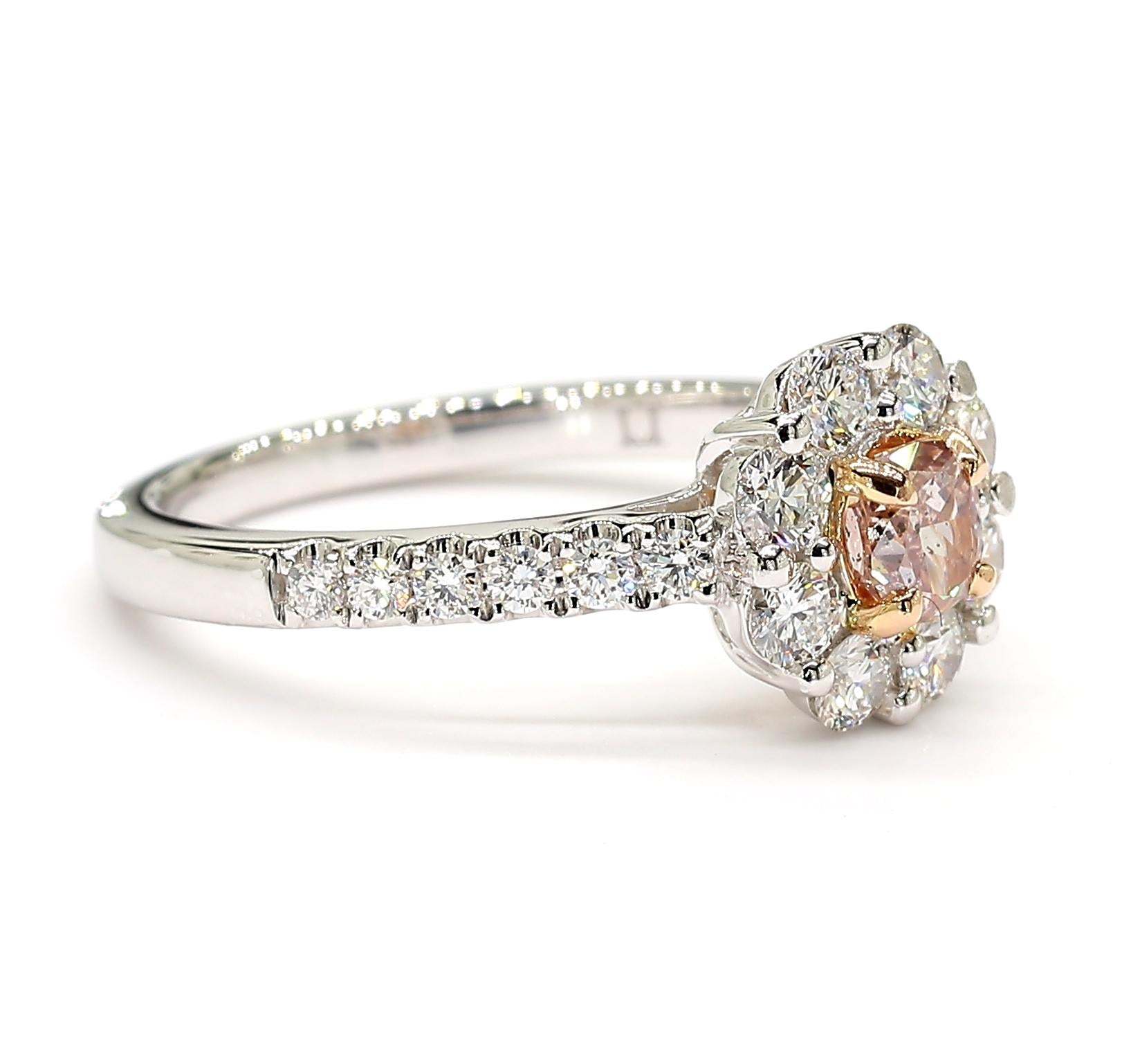 GIA Certified Fancy Purplish Pink Cushion Diamond 1.07 Carat TW Cocktail Ring