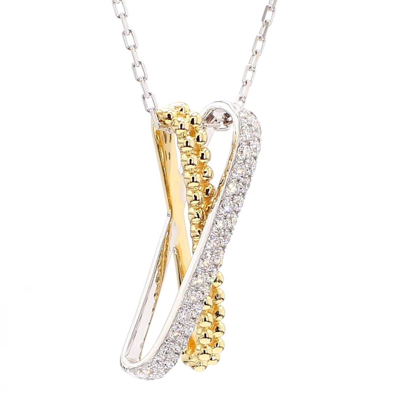 Natural White Round Diamond 0.42 Carat TW Gold Drop Pendant