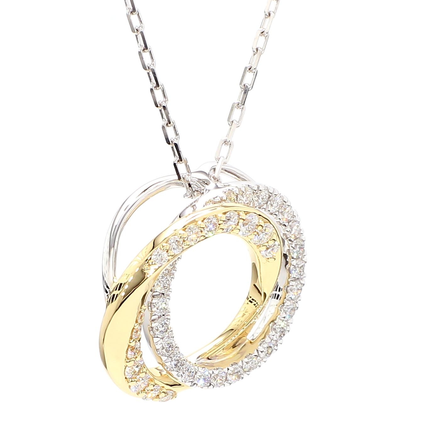Natural White Round Diamond 0.54 Carat TW Gold Drop Pendant