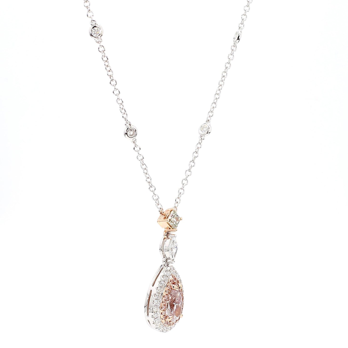 GIA Certified Fancy Brown-Pink Pear Diamond 1.92 Carat TW Gold Drop Pendant