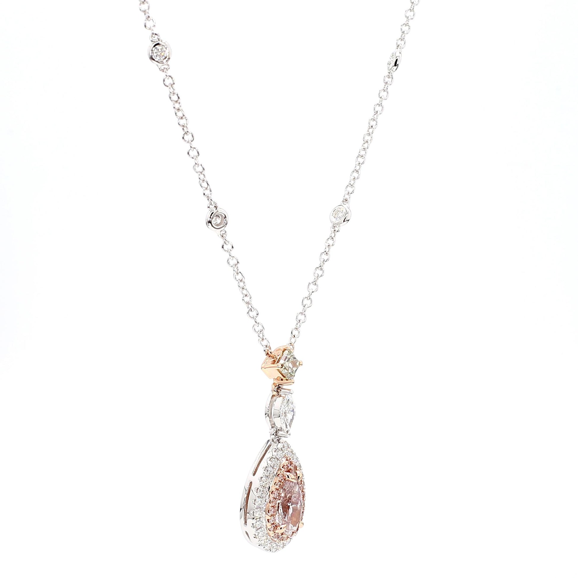 GIA Certified Fancy Brown-Pink Pear Diamond 1.92 Carat TW Gold Drop Pendant
