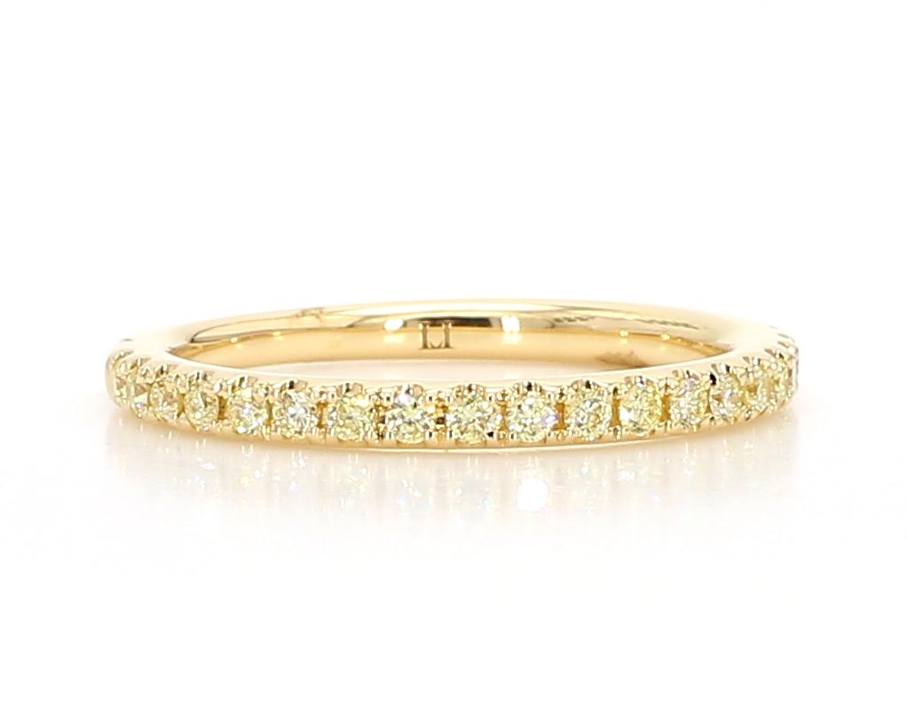 Natural Yellow Round Diamond 0.35 Carat TW Yellow Gold Wedding Band