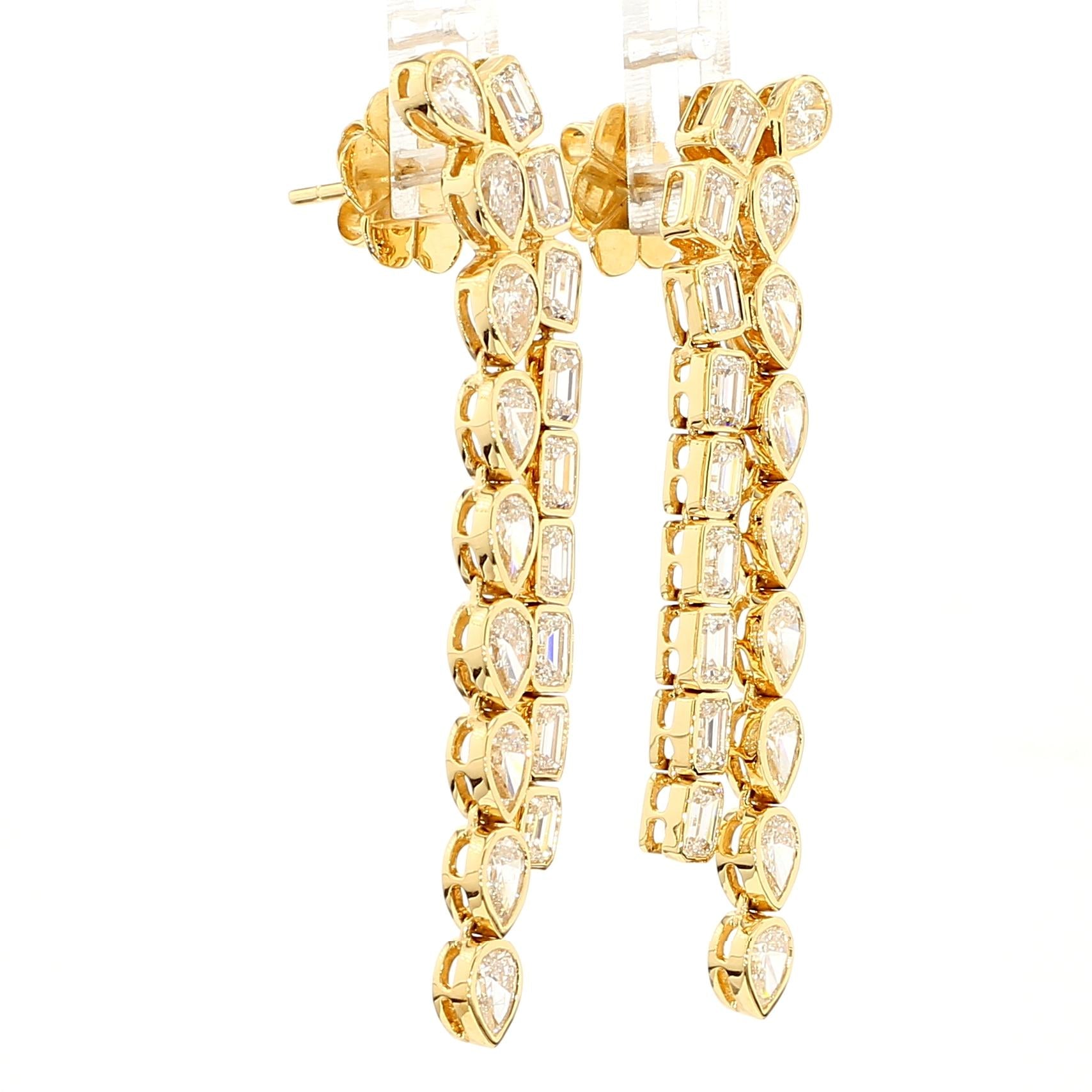 Natural White Emerald Diamond 4.83 Carat TW White Gold Drop Earrings