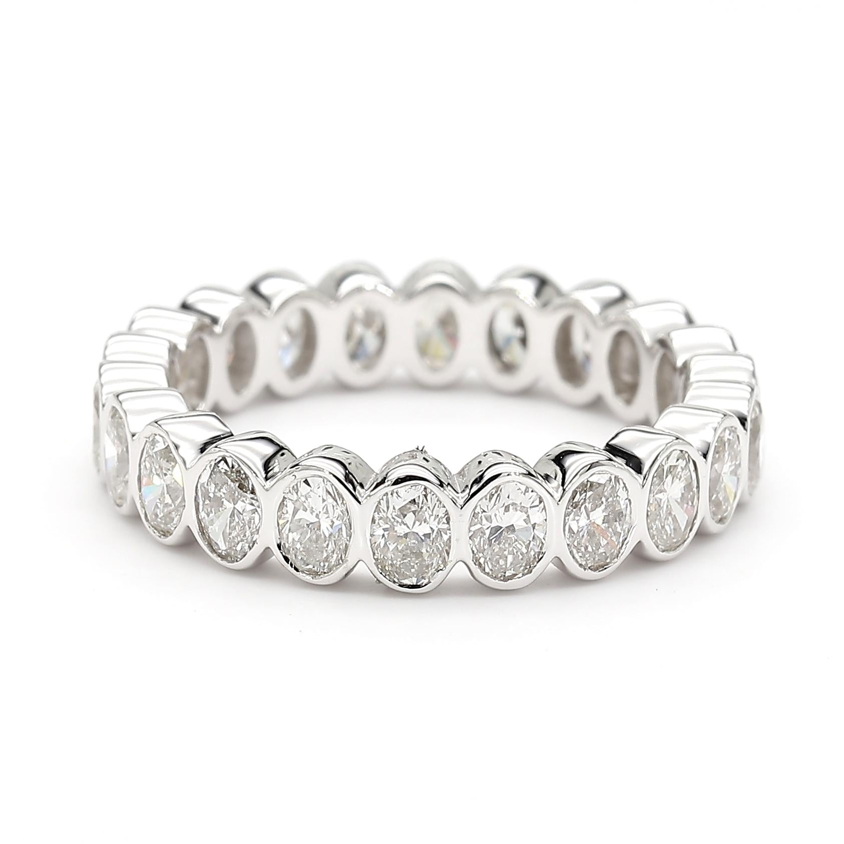 Natural White Oval Diamond 2.71 Carat TW White Gold Cocktail Band